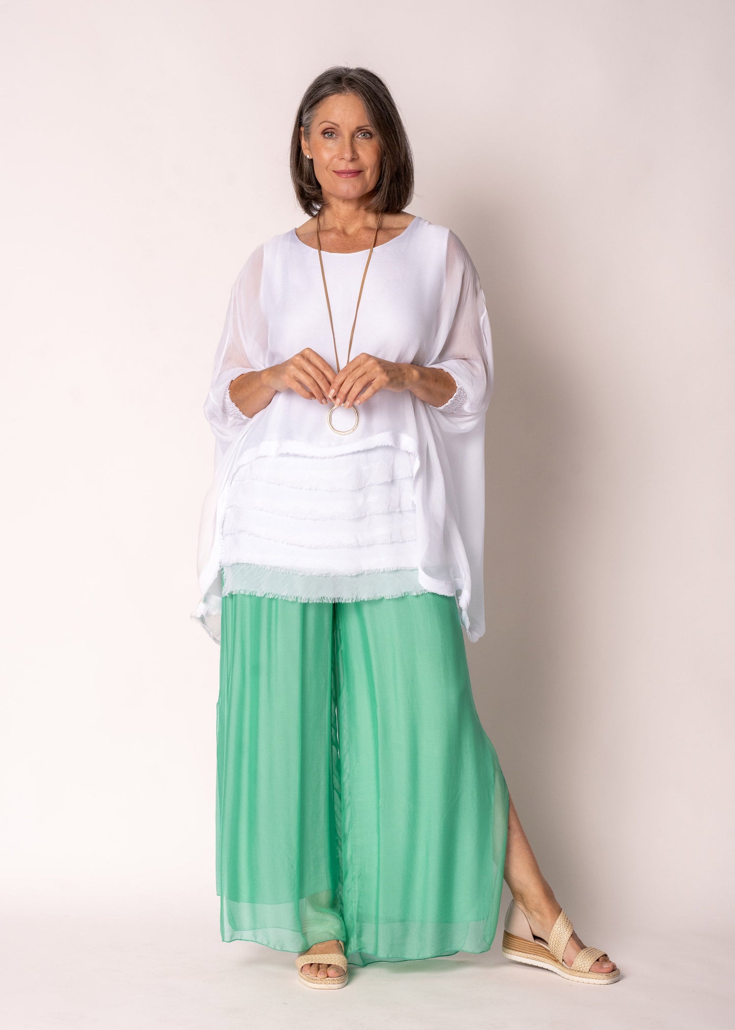 Amulet Silk Top in White