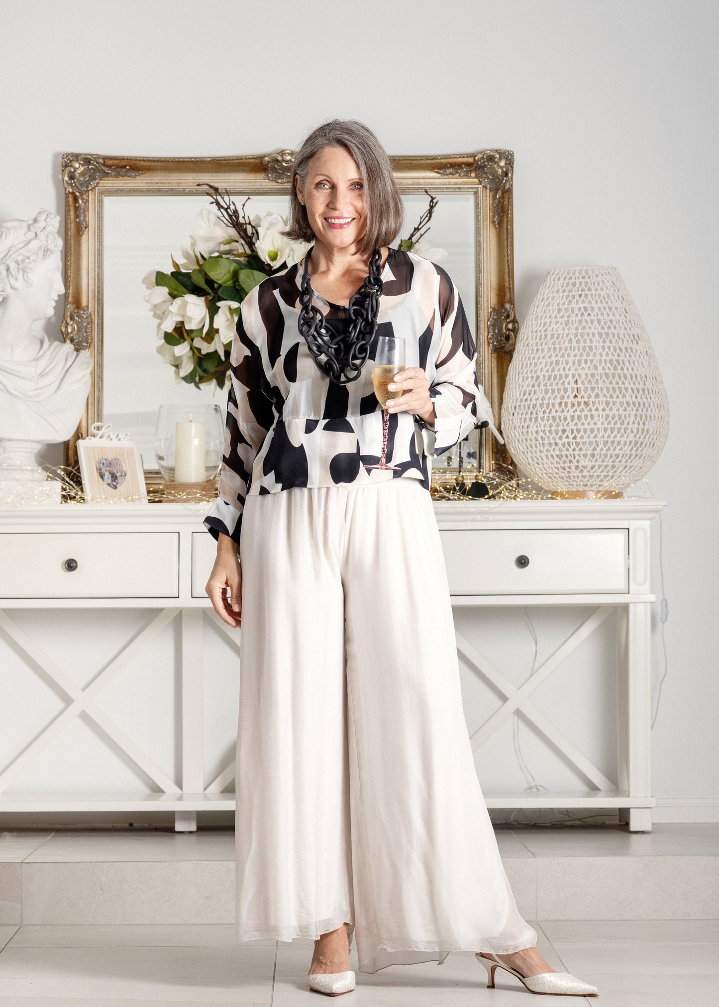 Gia Silk Pants in Latte