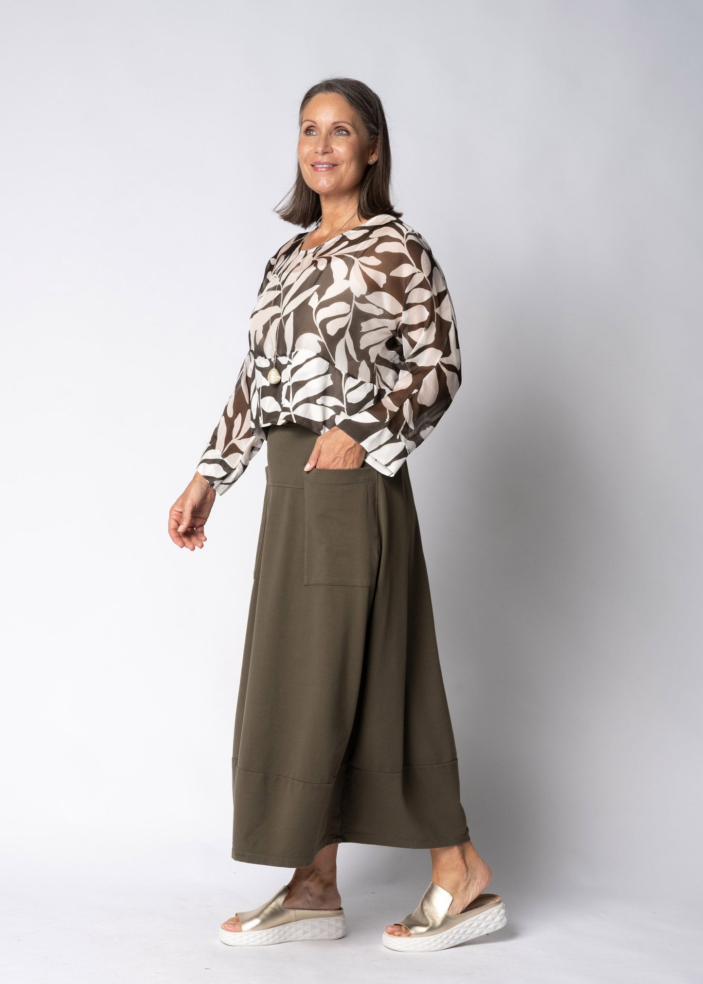 Juniper Silk Top in Moss Green