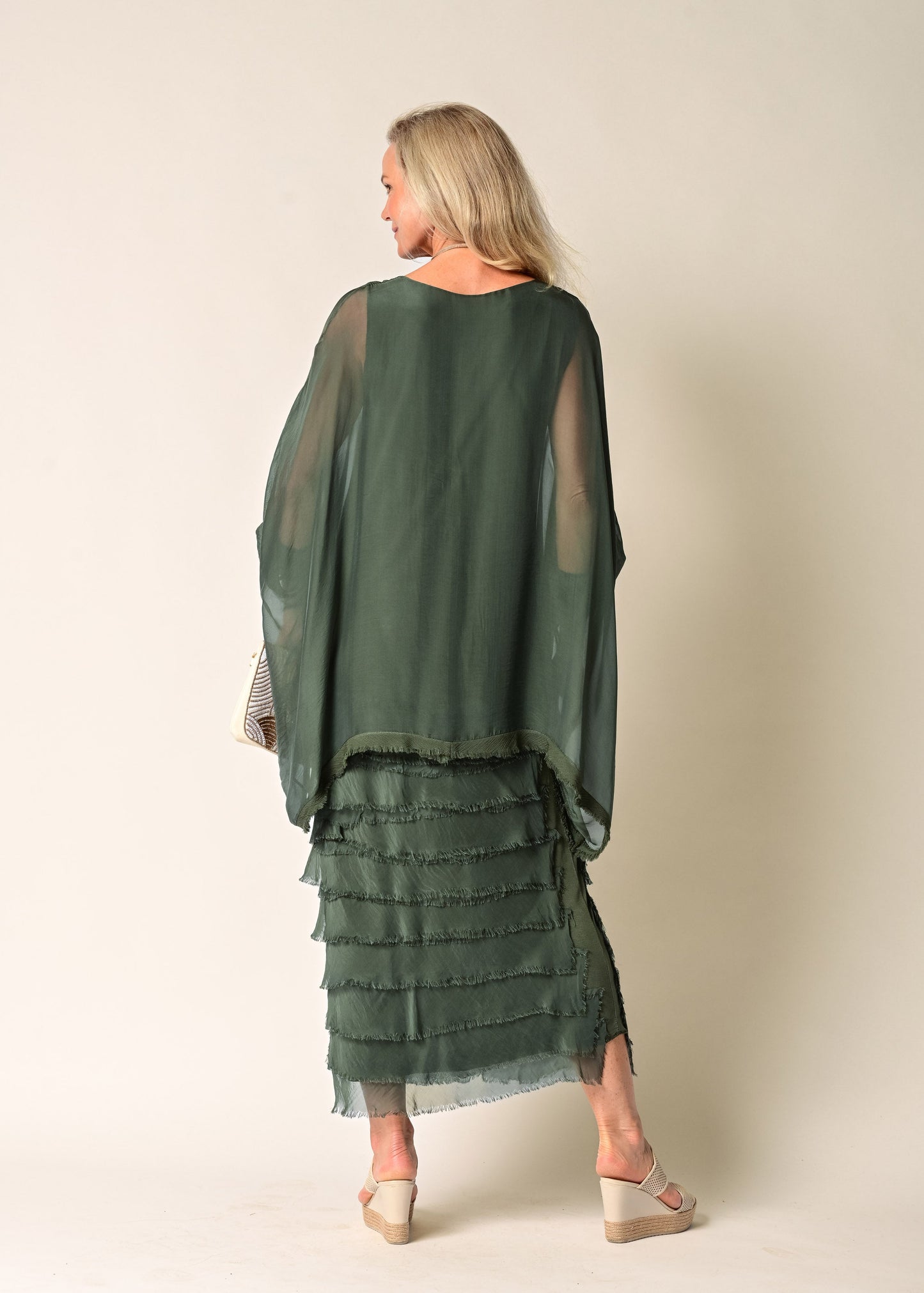 Netty Silk Dress in Khaki