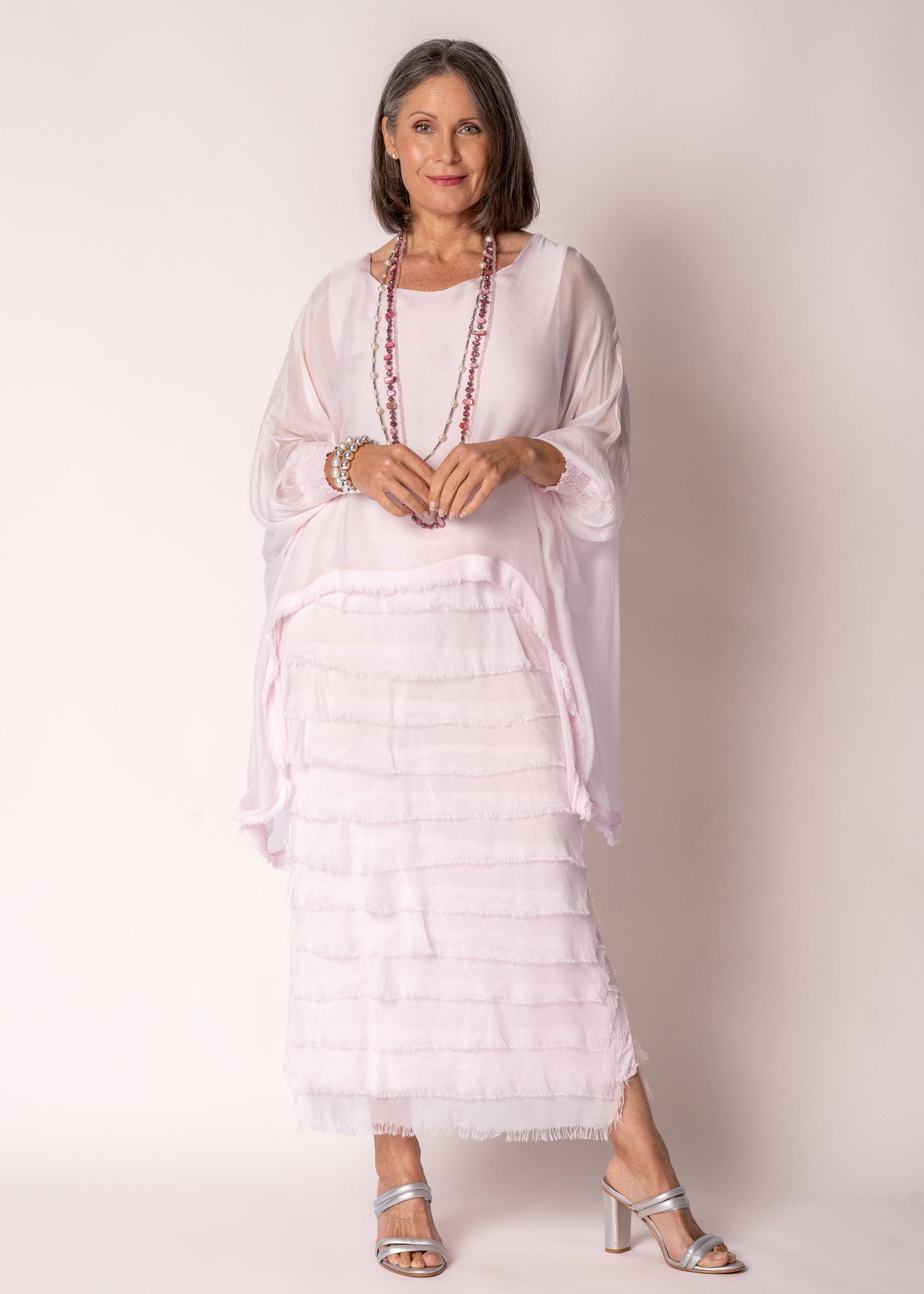 Netty Silk Dress in Modena Pink