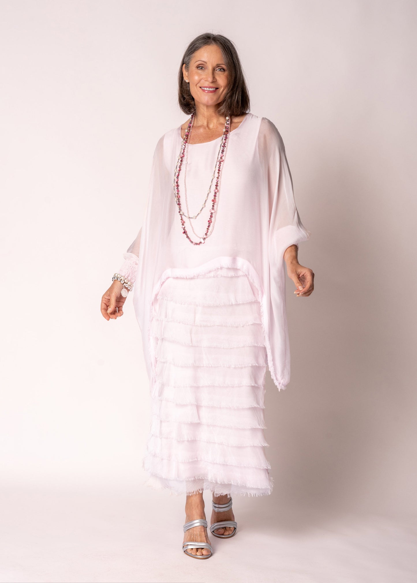 Netty Silk Dress in Modena Pink