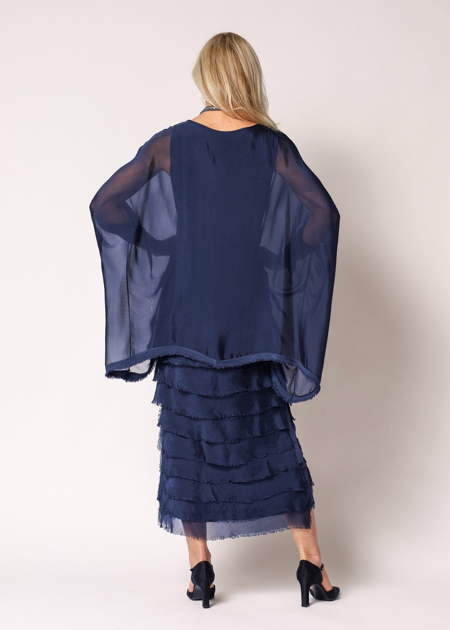 Netty Silk Dress in Navy
