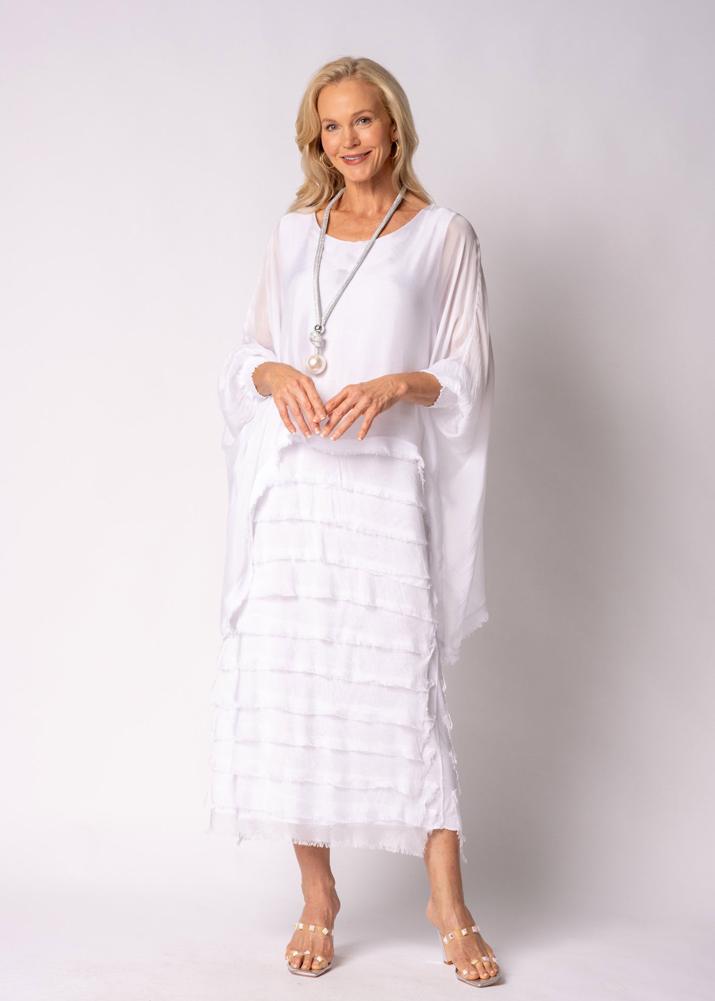 Netty Silk Dress in White