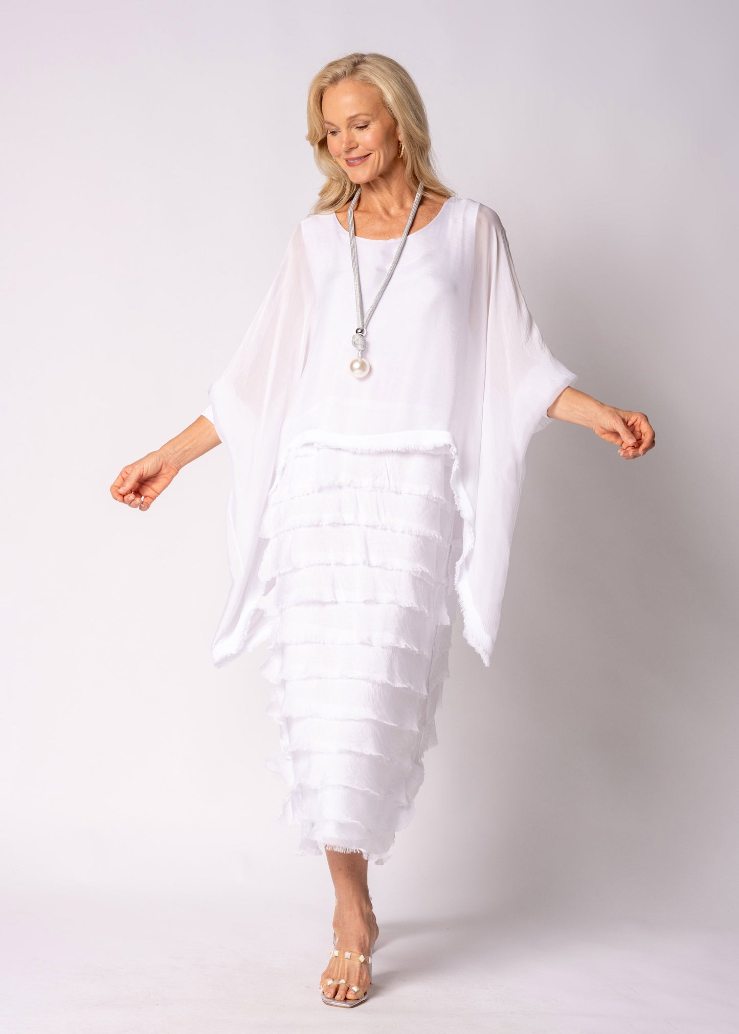 Netty Silk Dress in White