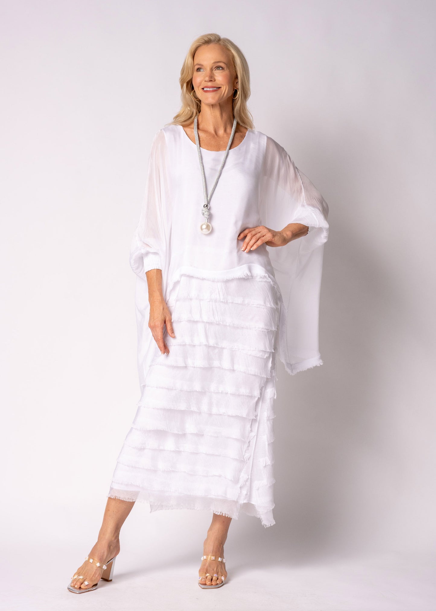 Netty Silk Dress in White