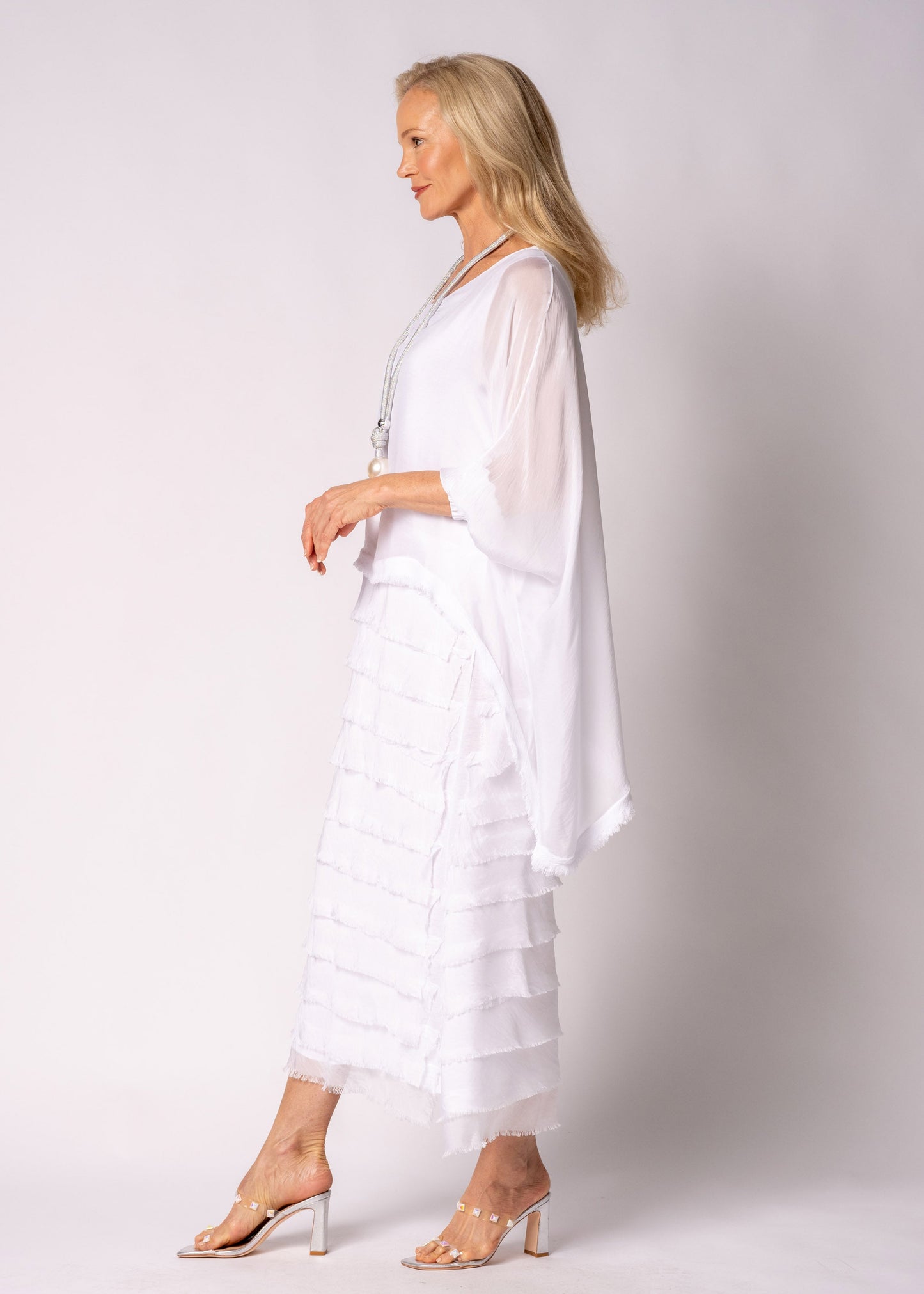 Netty Silk Dress in White