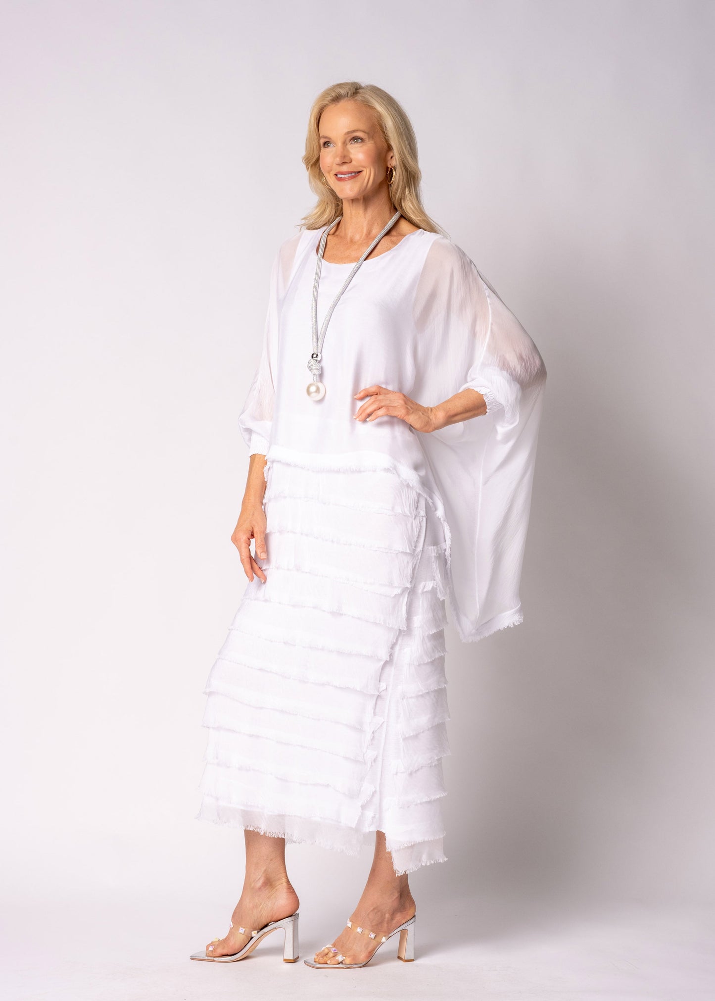 Netty Silk Dress in White