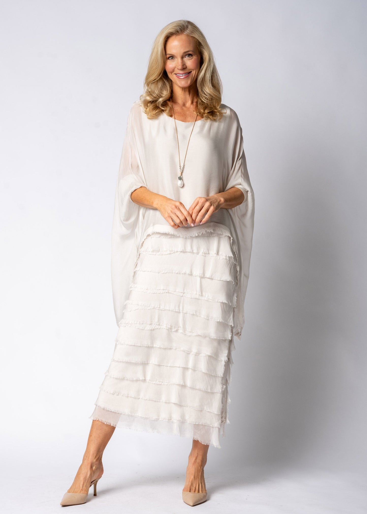 Candie Silk Dress in Latte