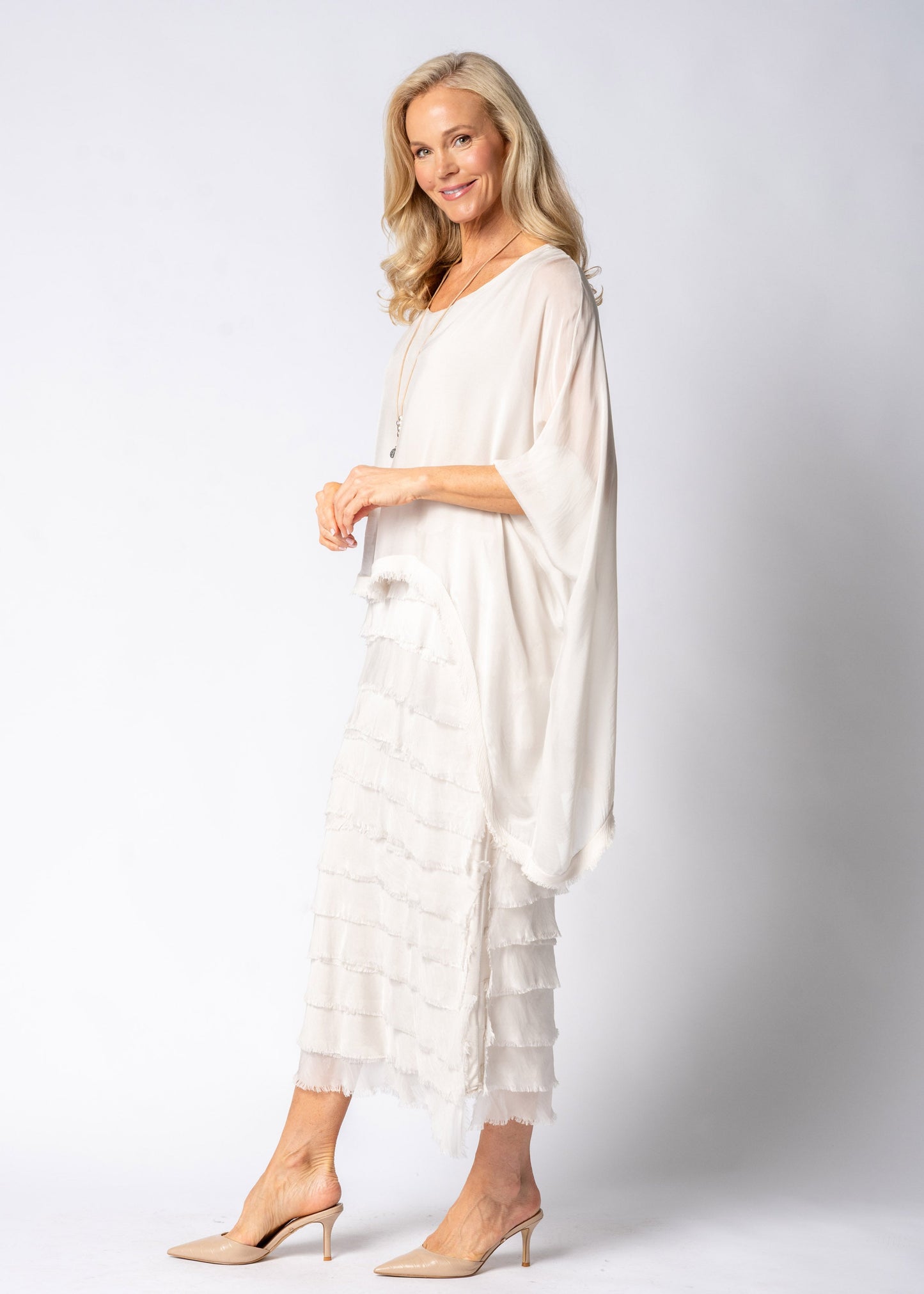 Candie Silk Dress in Latte