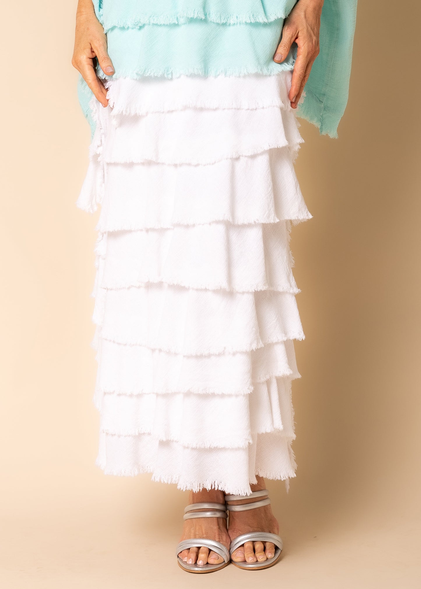 Julie Linen Skirt in White