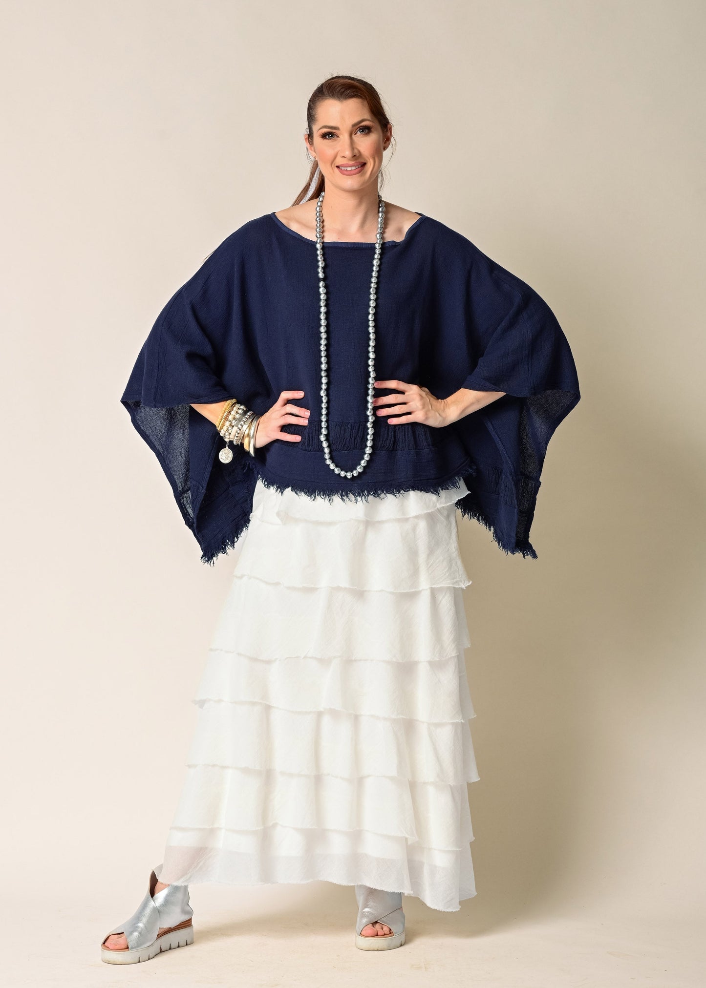 Calista Cotton Skirt in Winter White