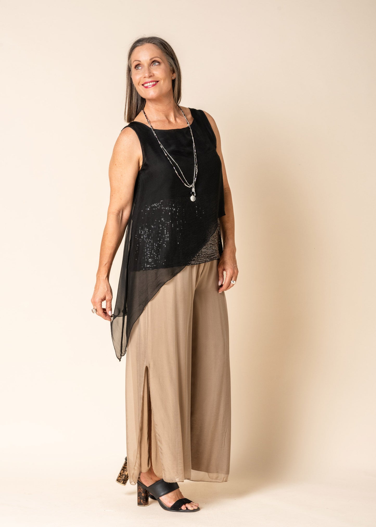Gia Silk Pants in Milk Chocolate