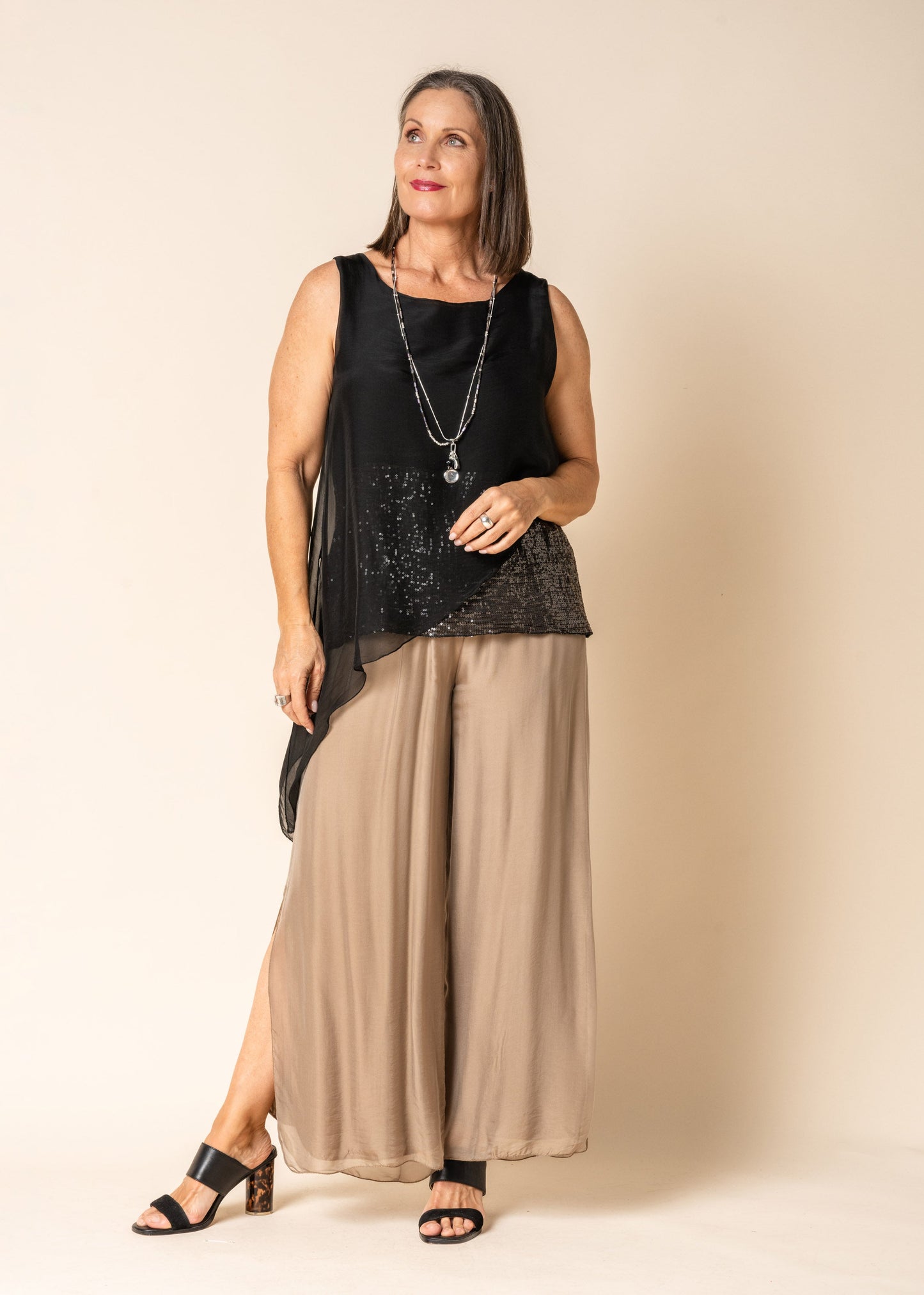 Gia Silk Pants in Milk Chocolate