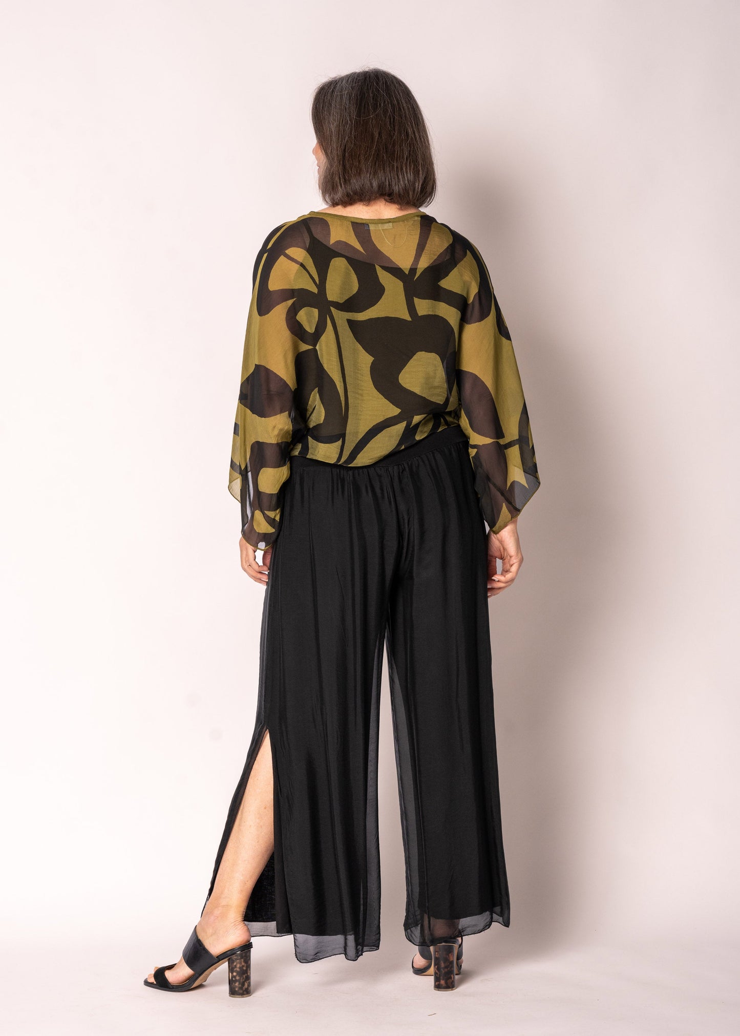 Amery Silk Top in Green Olive