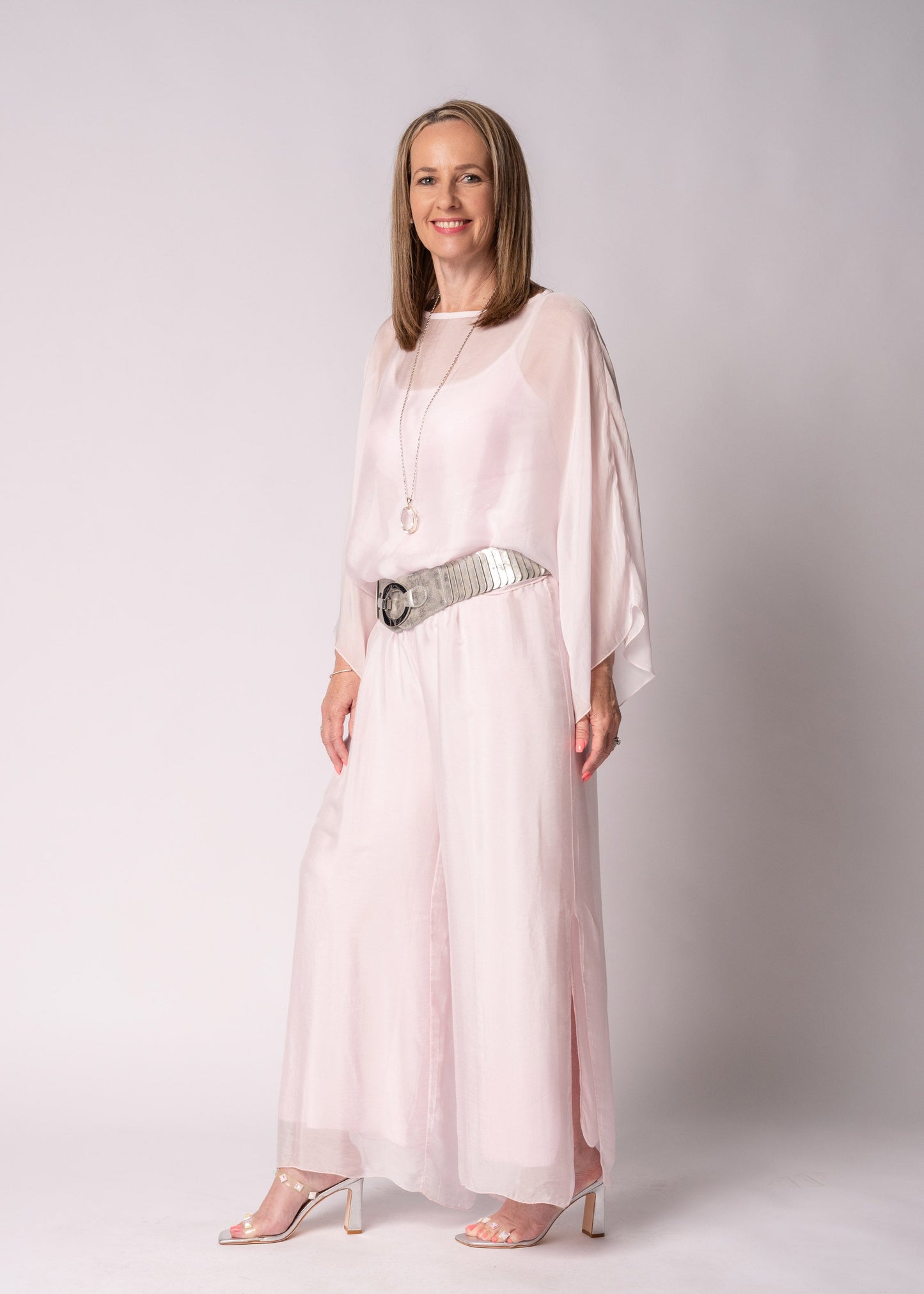 Gia Silk Pants in Modena Pink