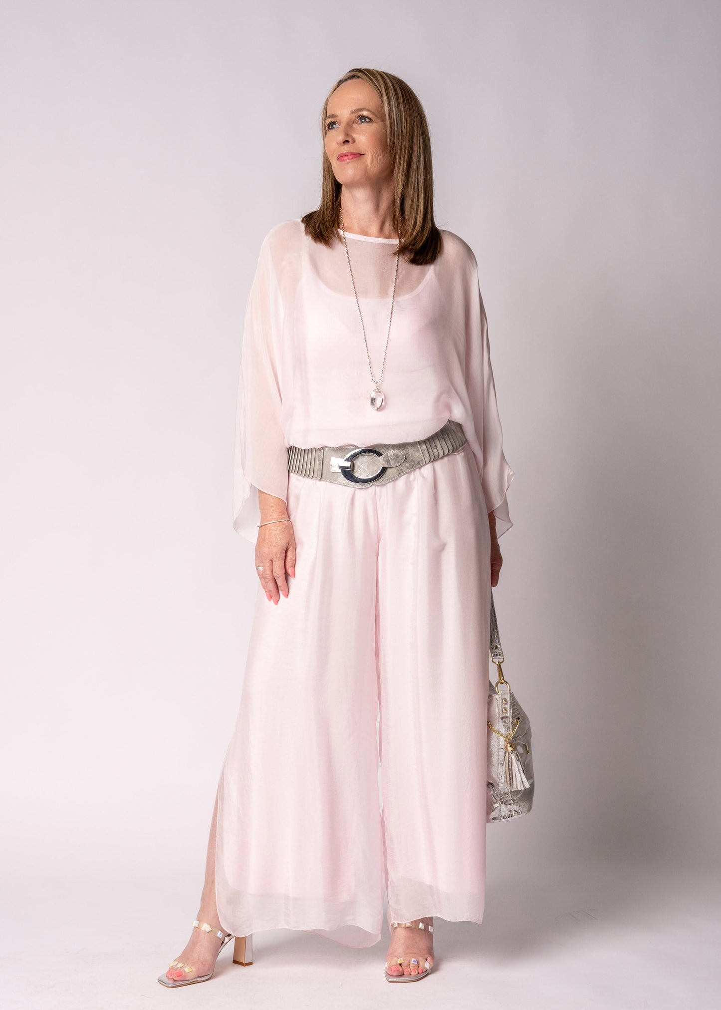 Gia Silk Pants in Modena Pink