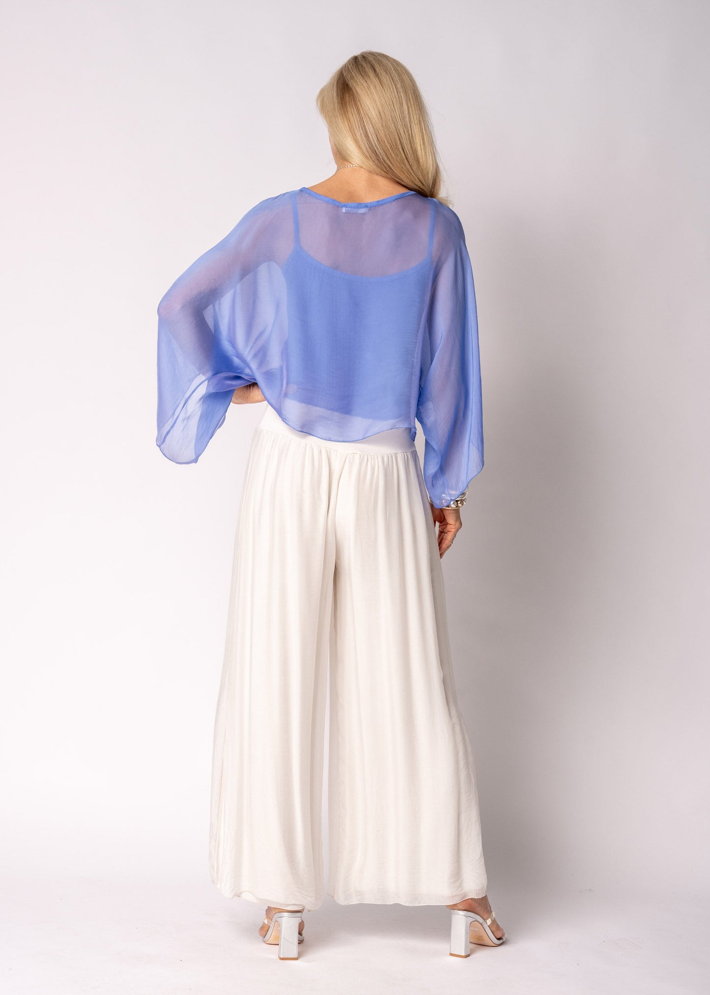 Kaidi Silk Top in Positano Blue