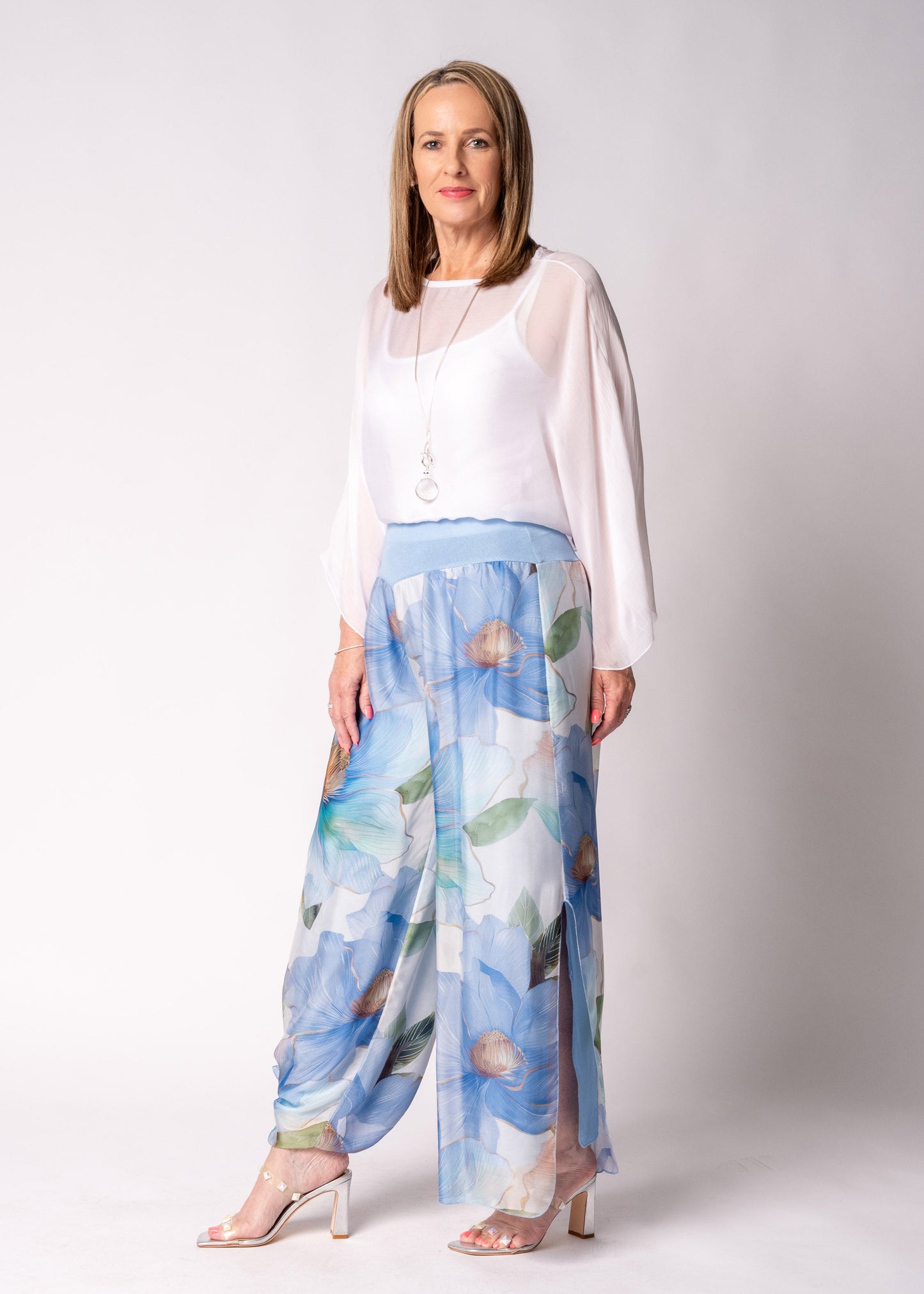 Honor Silk Pants in Jeans Blue