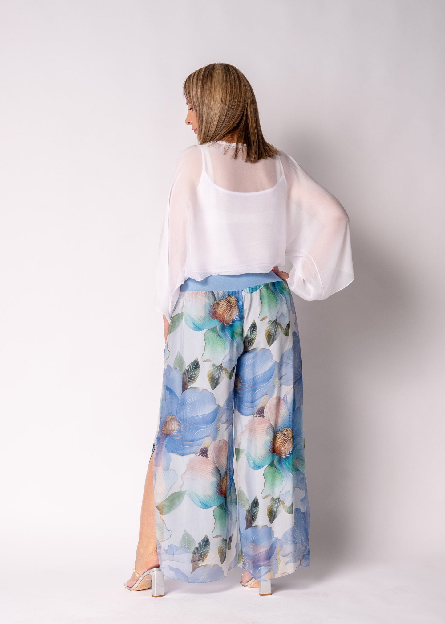 Honor Silk Pants in Jeans Blue