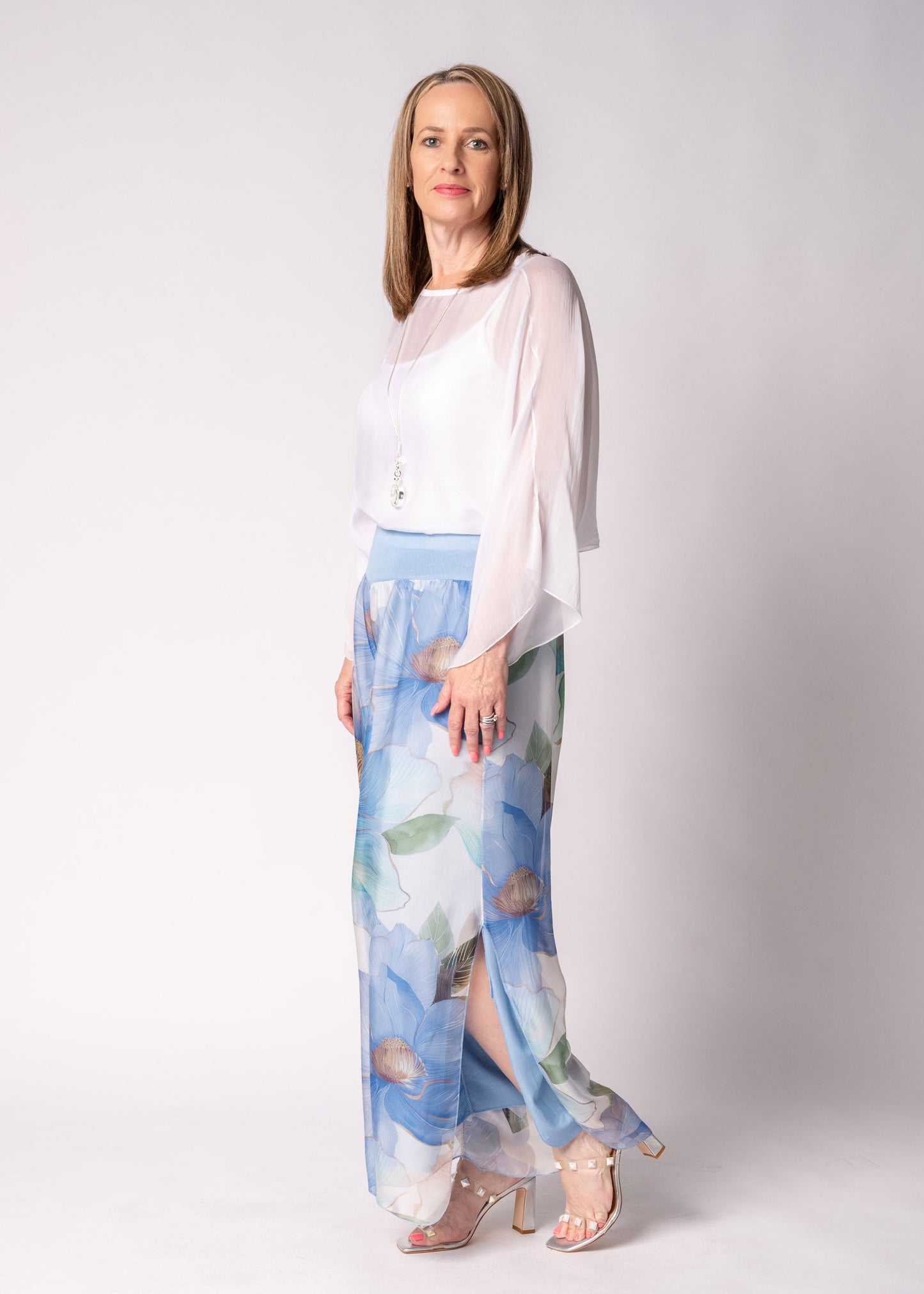 Honor Silk Pants in Jeans Blue