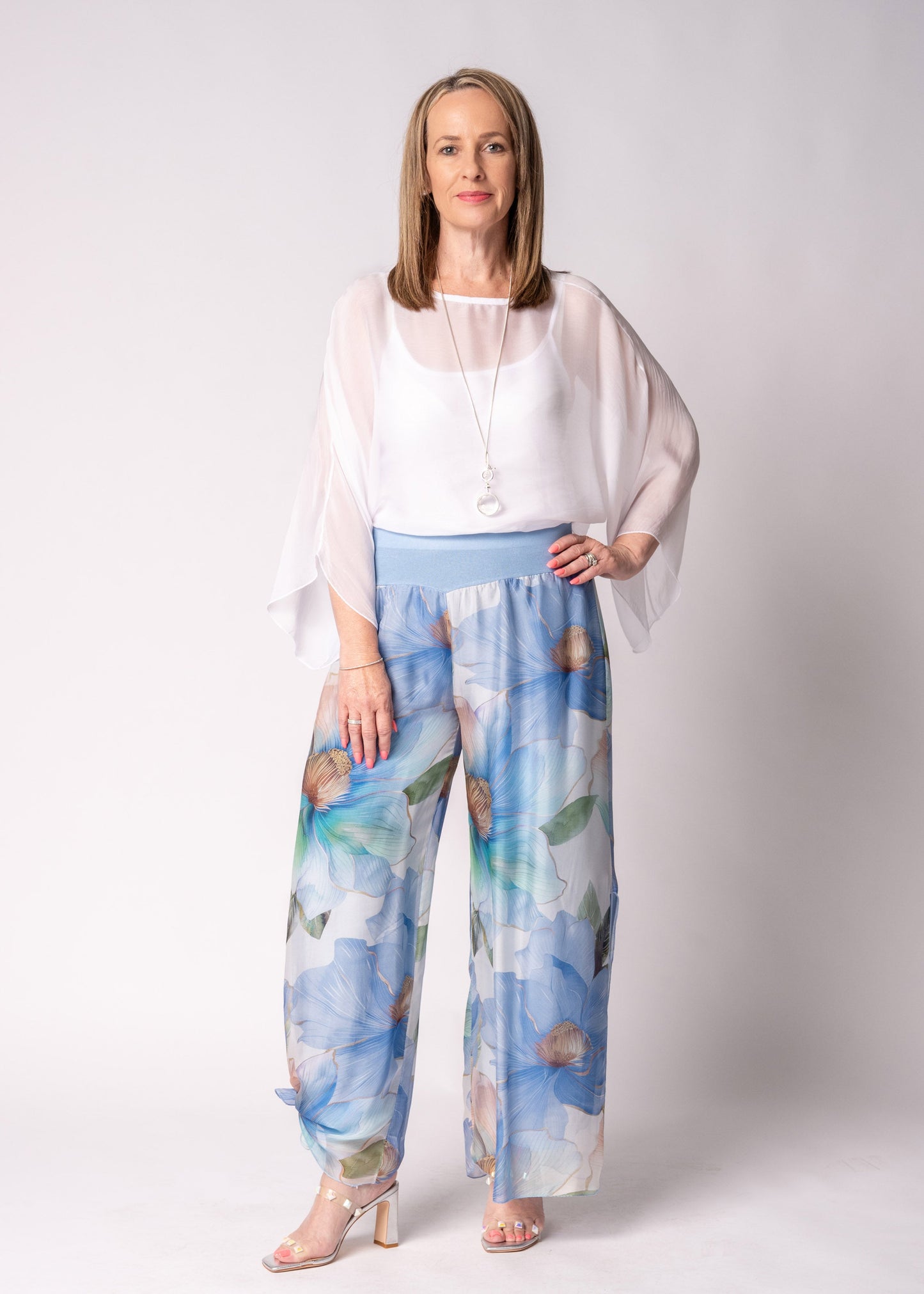 Honor Silk Pants in Jeans Blue
