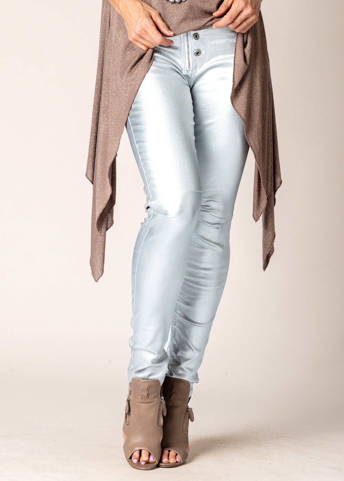 Charlene Metallic Pants in Silver