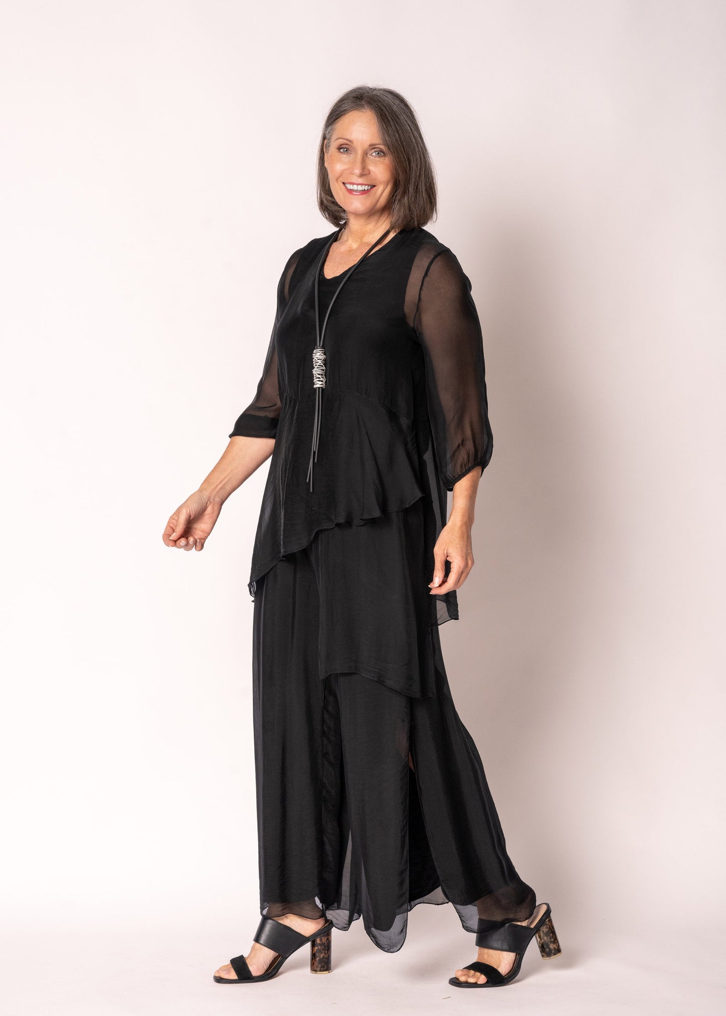 Floren Silk Top in Onyx