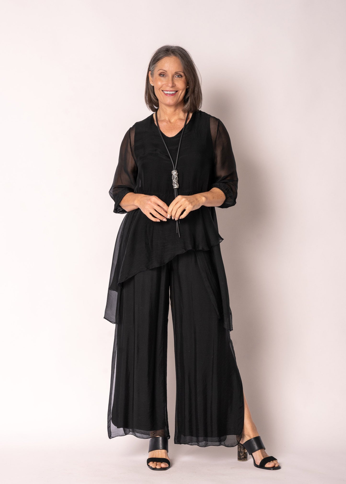 Floren Silk Top in Onyx