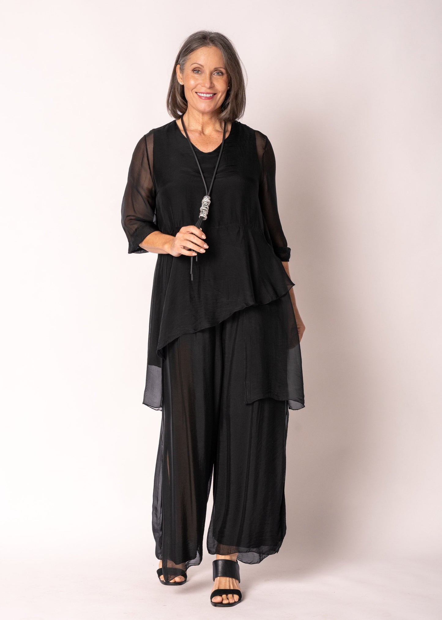 Floren Silk Top in Onyx