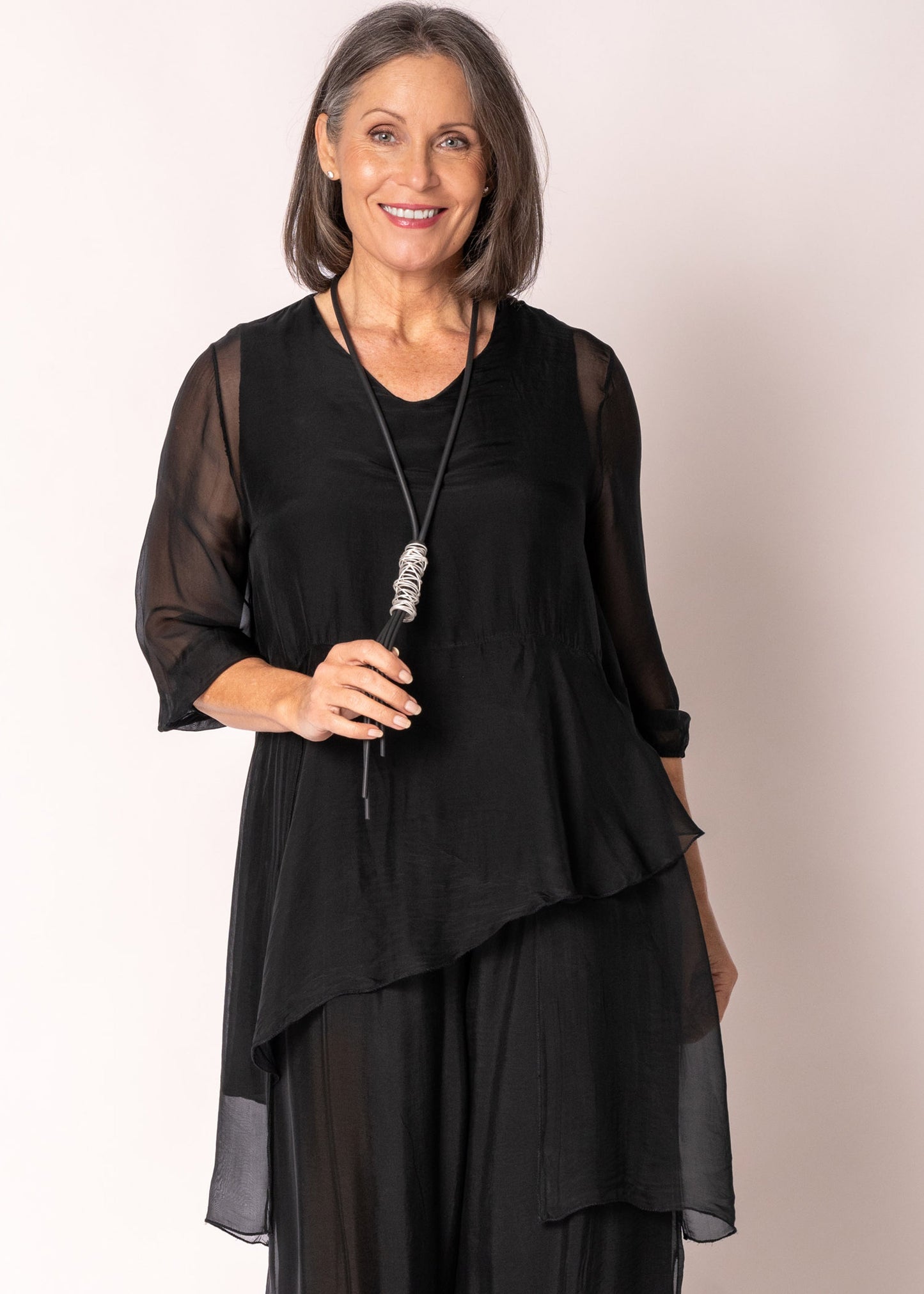 Floren Silk Top in Onyx