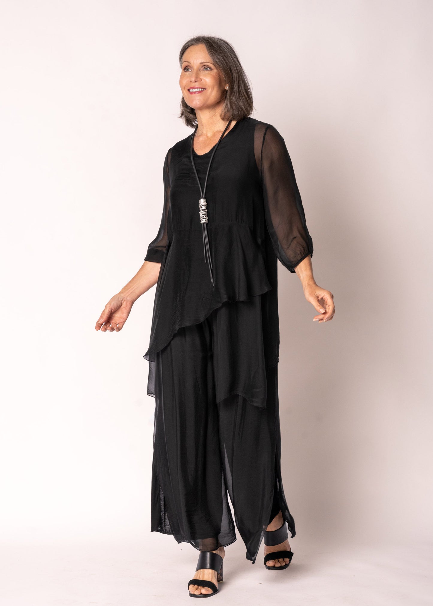 Floren Silk Top in Onyx