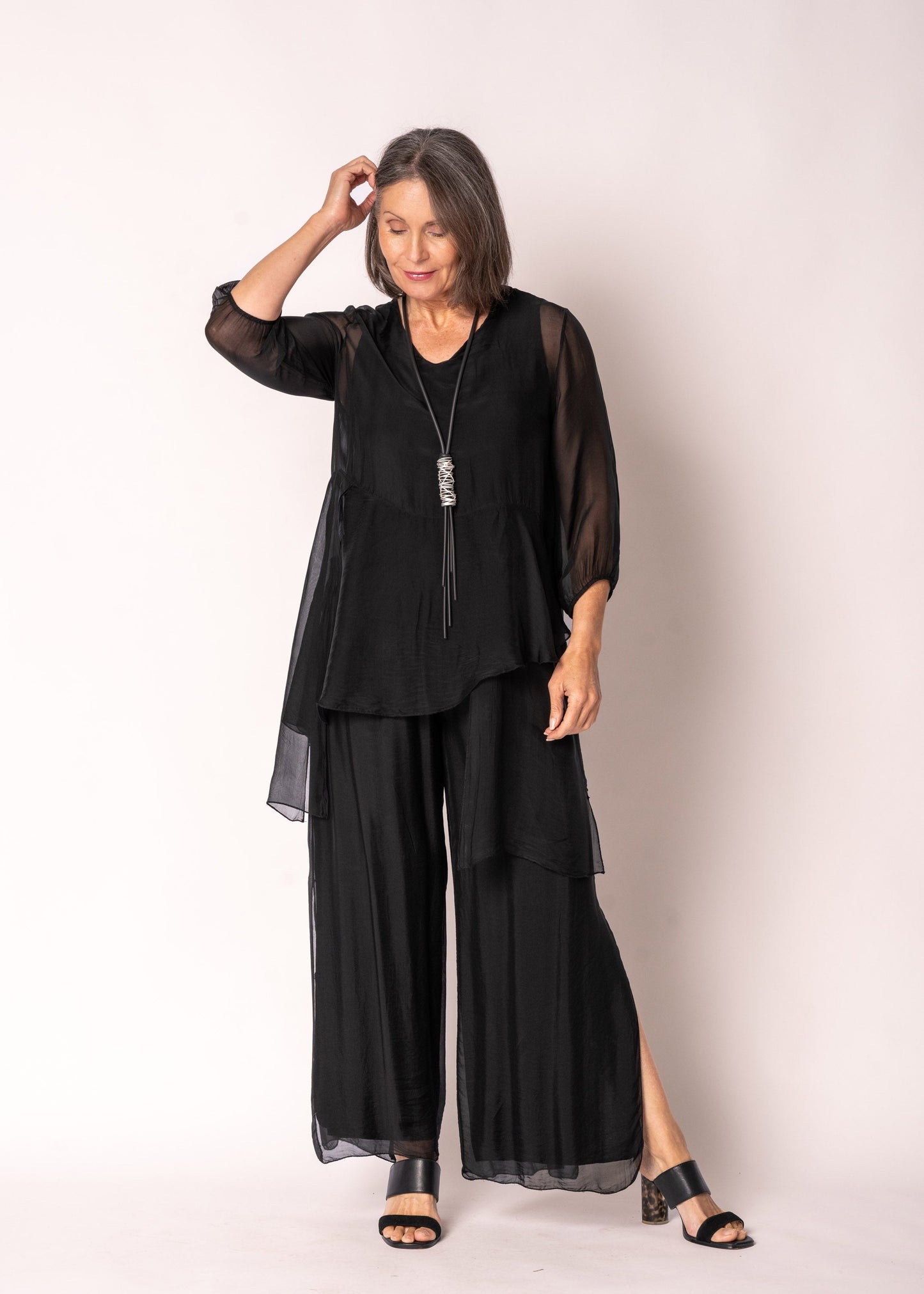 Floren Silk Top in Onyx