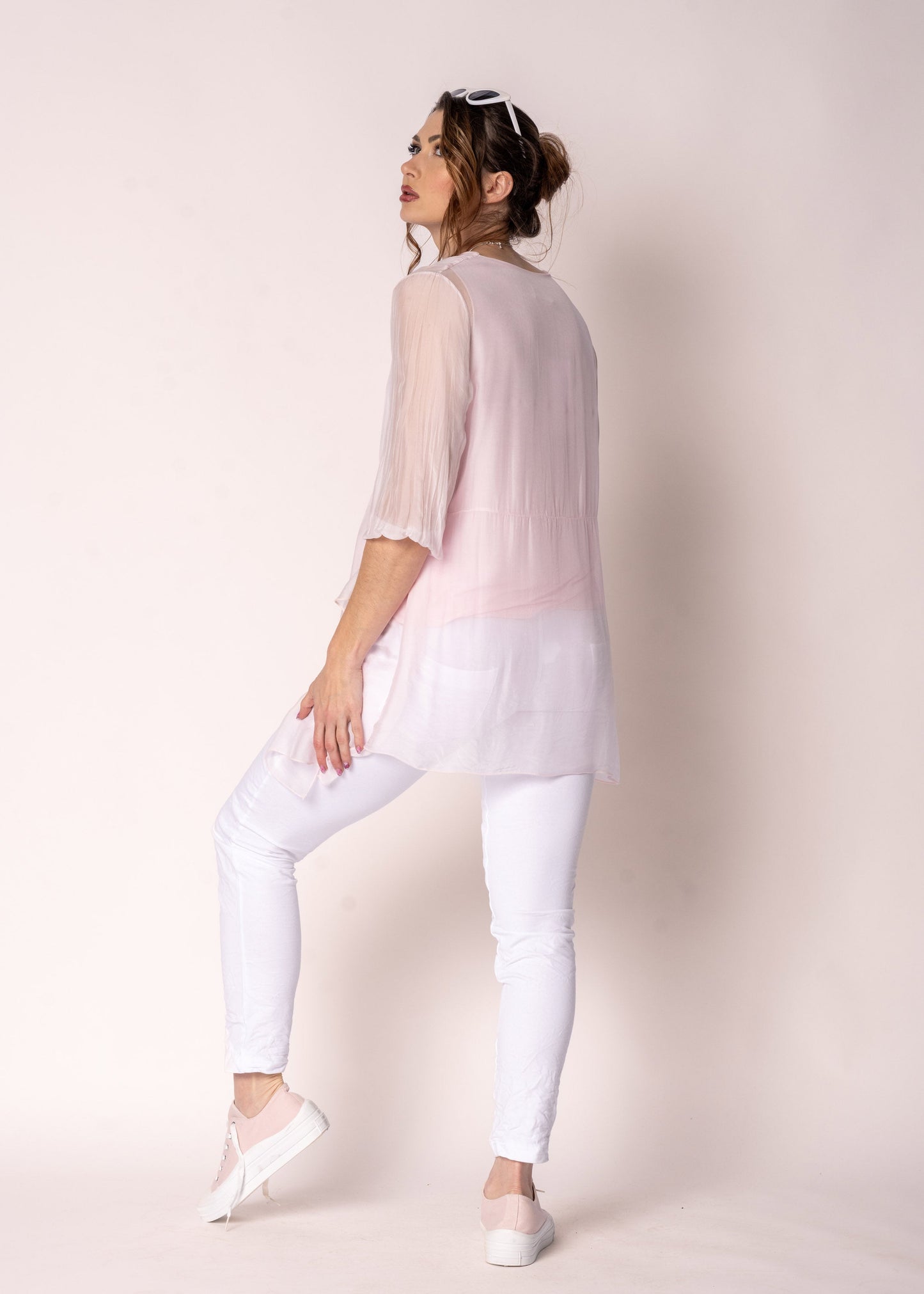Floren Silk Top in Modena Pink