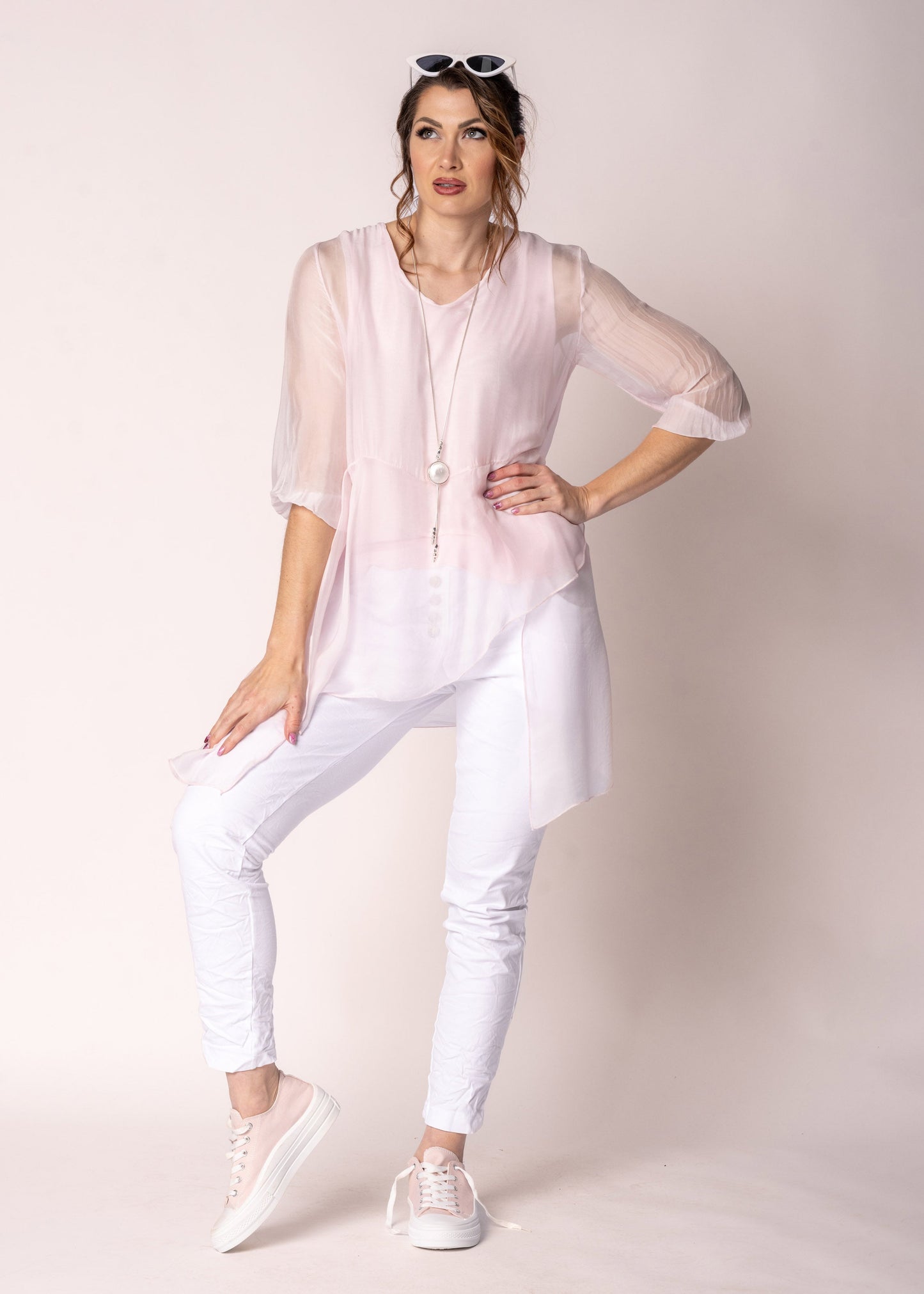 Floren Silk Top in Modena Pink