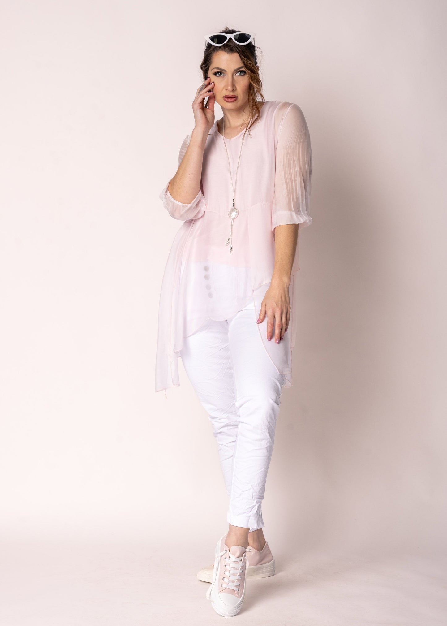 Floren Silk Top in Modena Pink