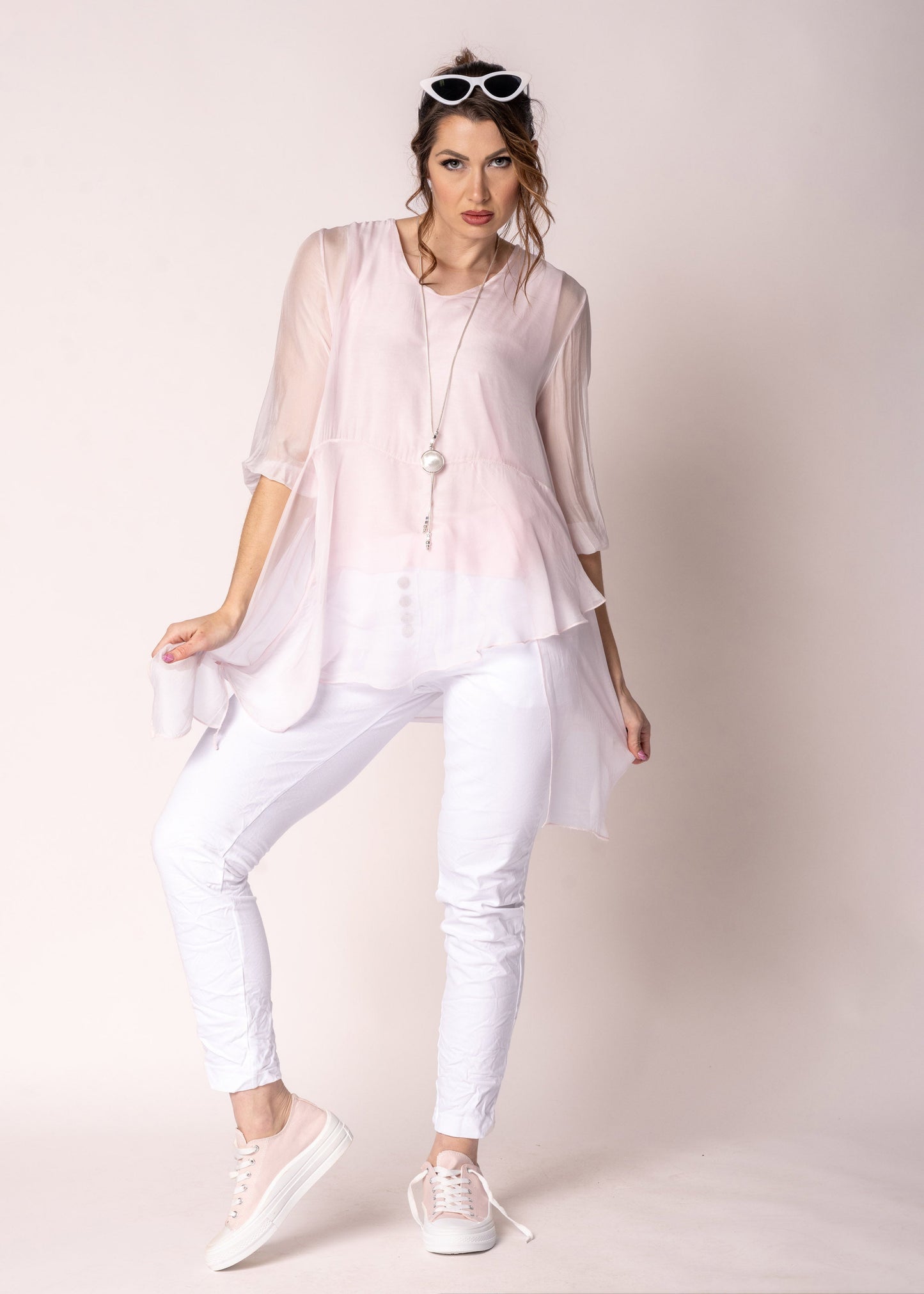 Floren Silk Top in Modena Pink
