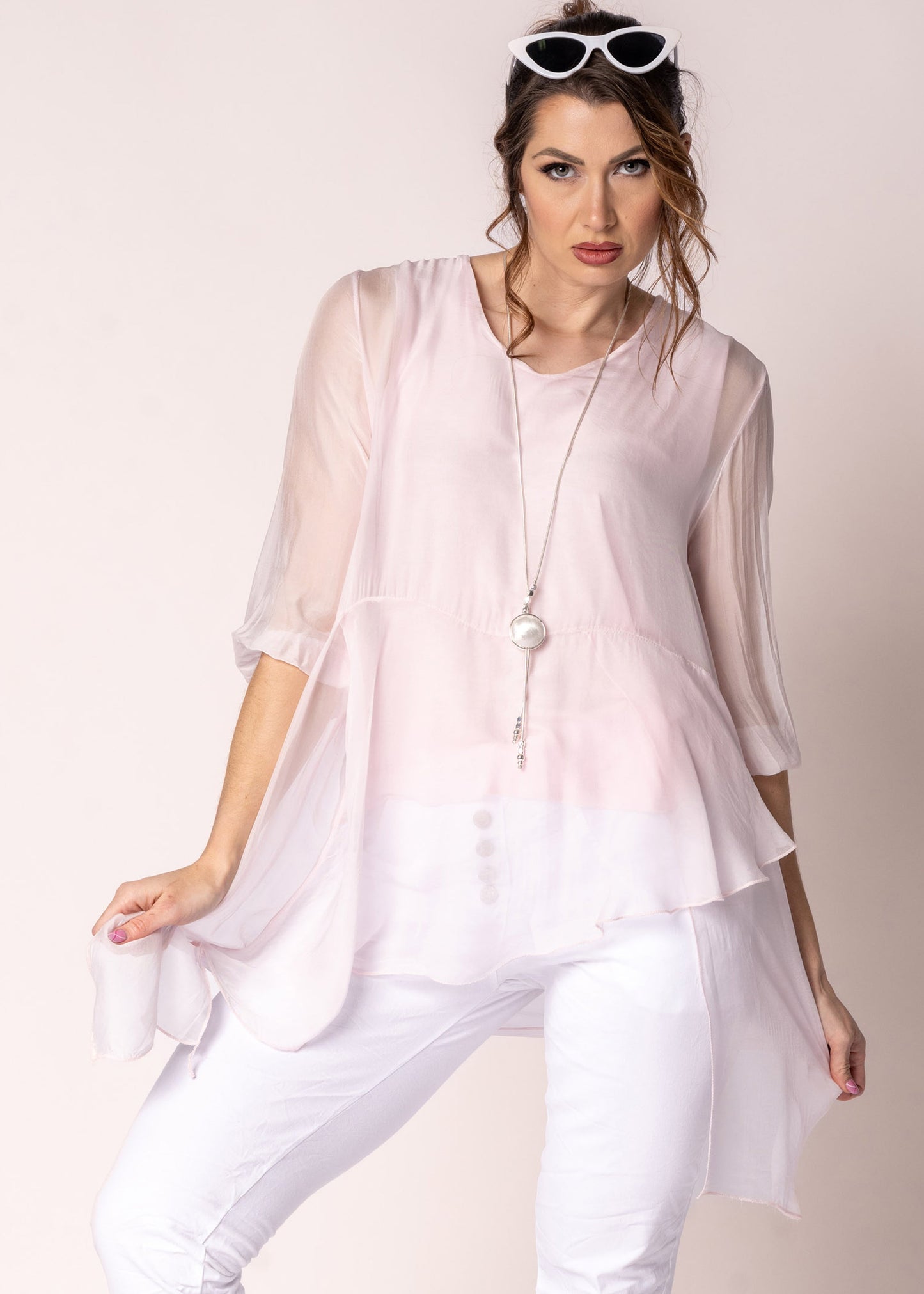 Floren Silk Top in Modena Pink