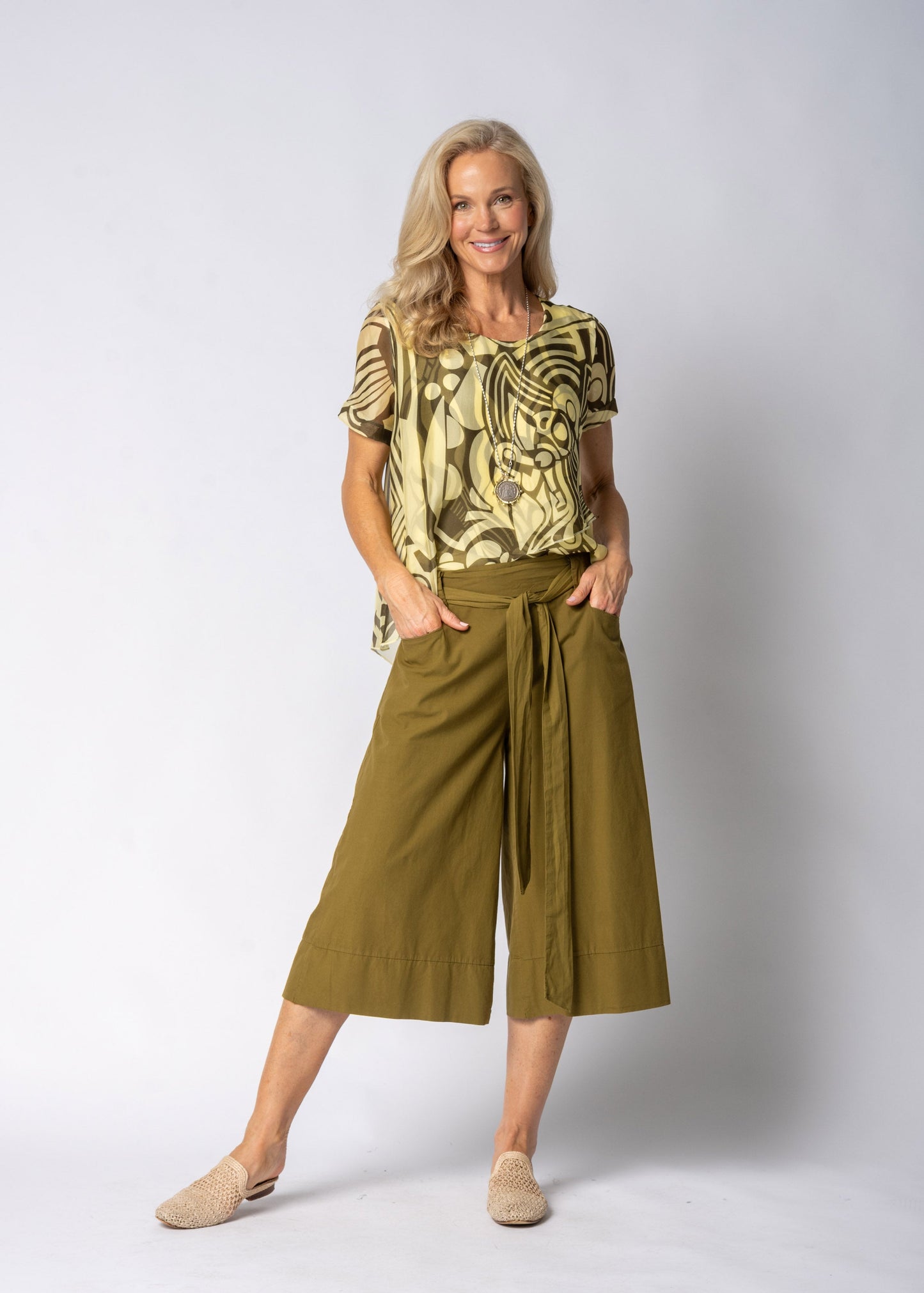 Marenelle Silk Top in Lucca Lemon