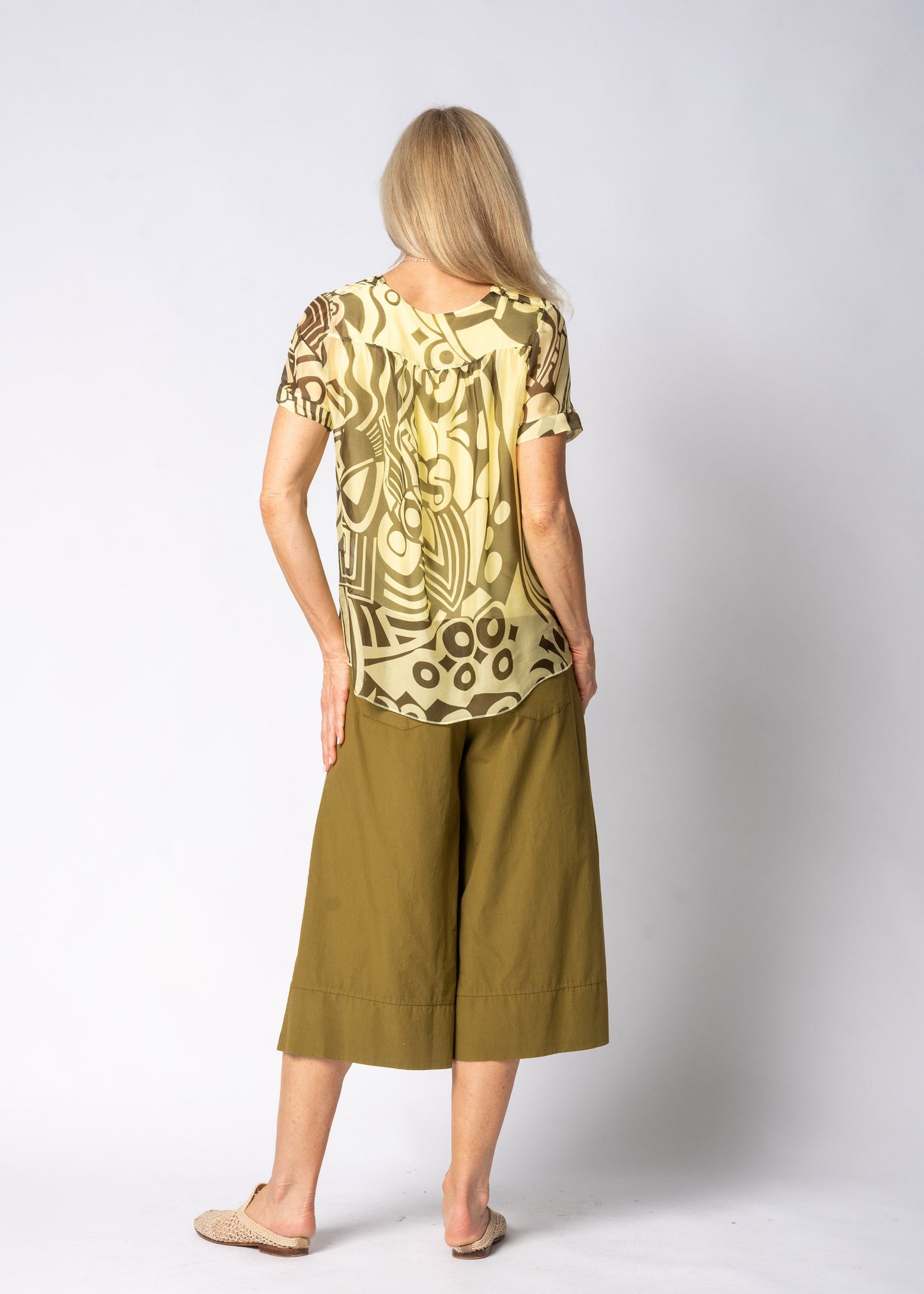 Marenelle Silk Top in Lucca Lemon