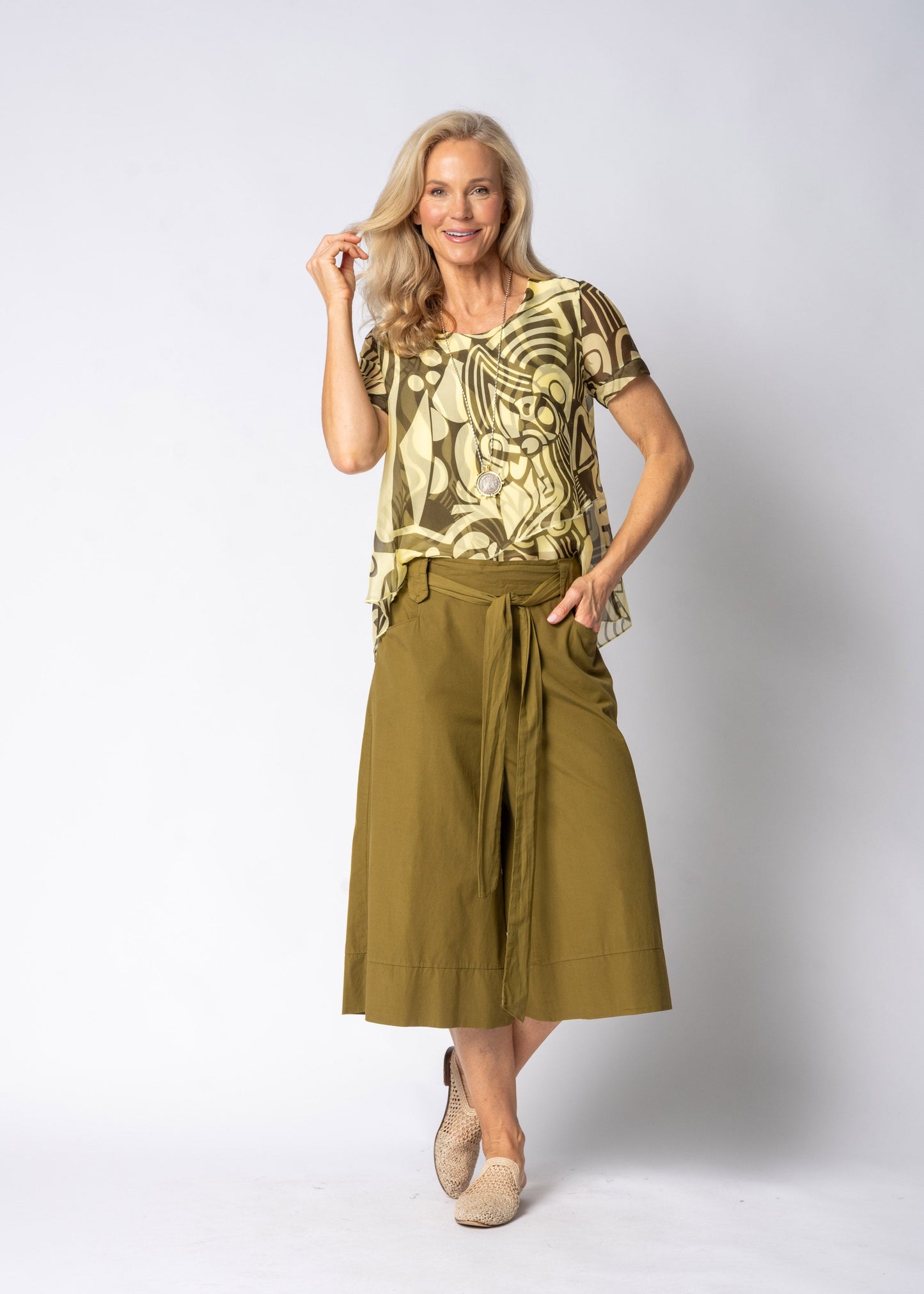 Marenelle Silk Top in Lucca Lemon