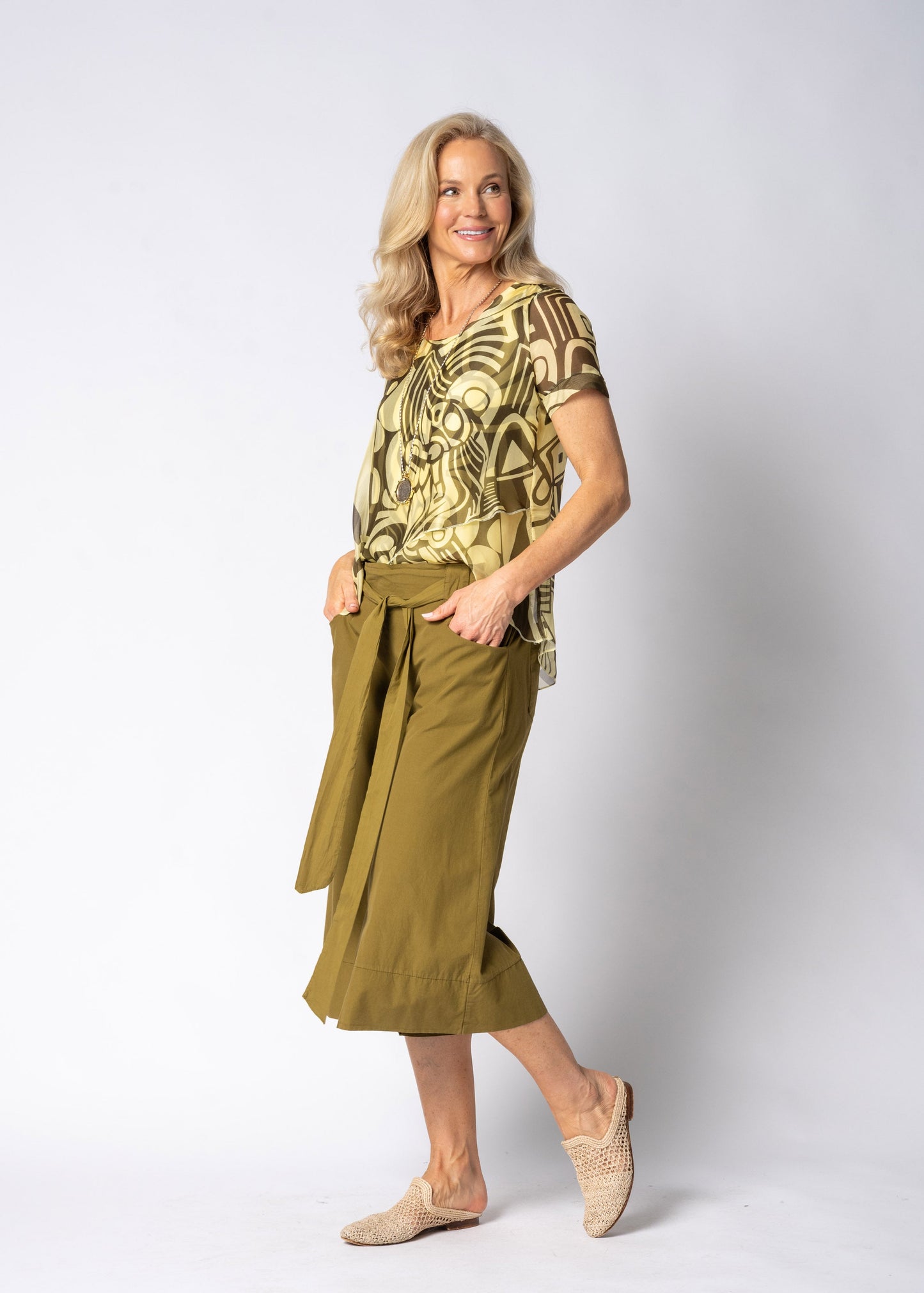 Marenelle Silk Top in Lucca Lemon