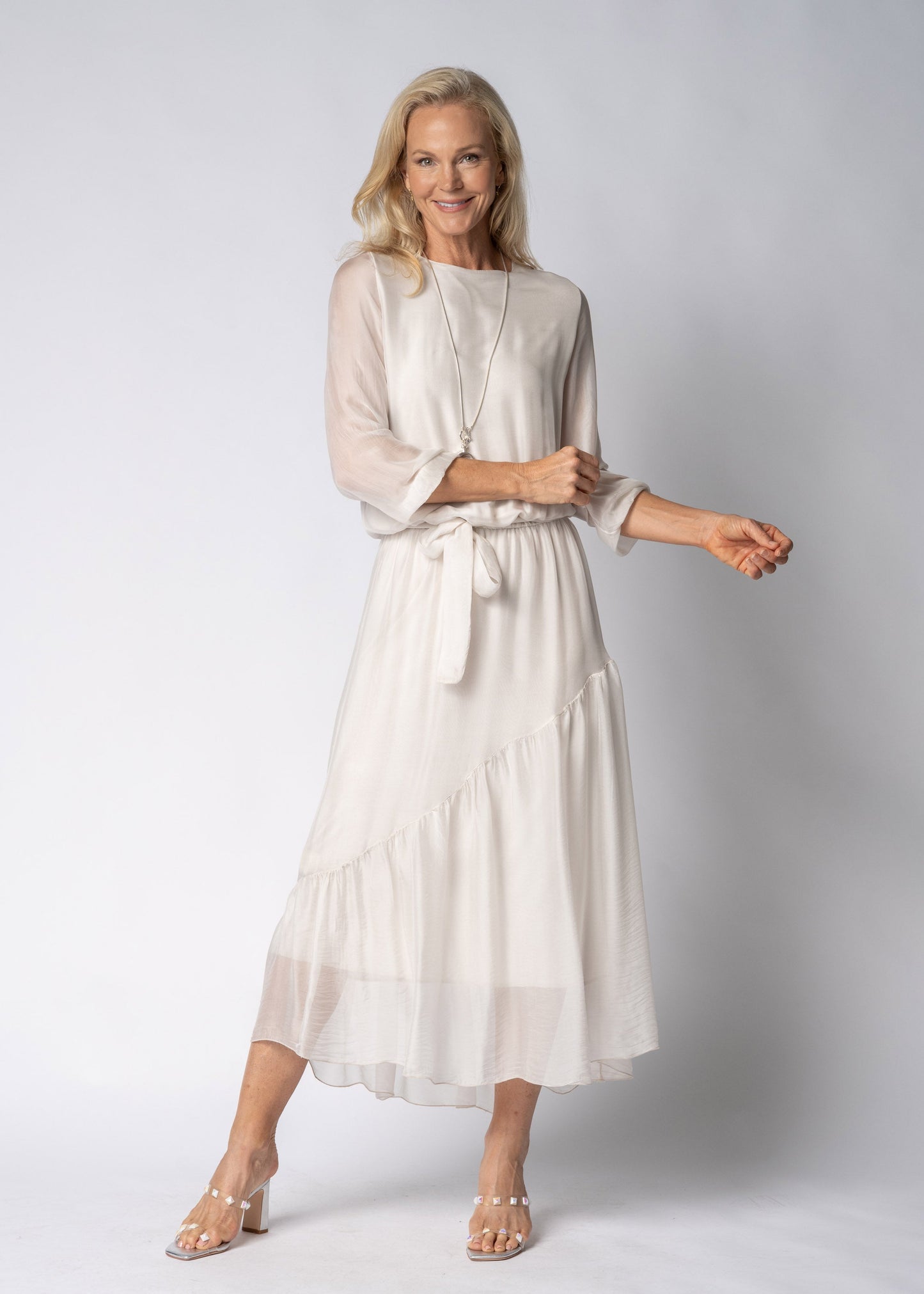 Nerissa Silk Dress in Latte