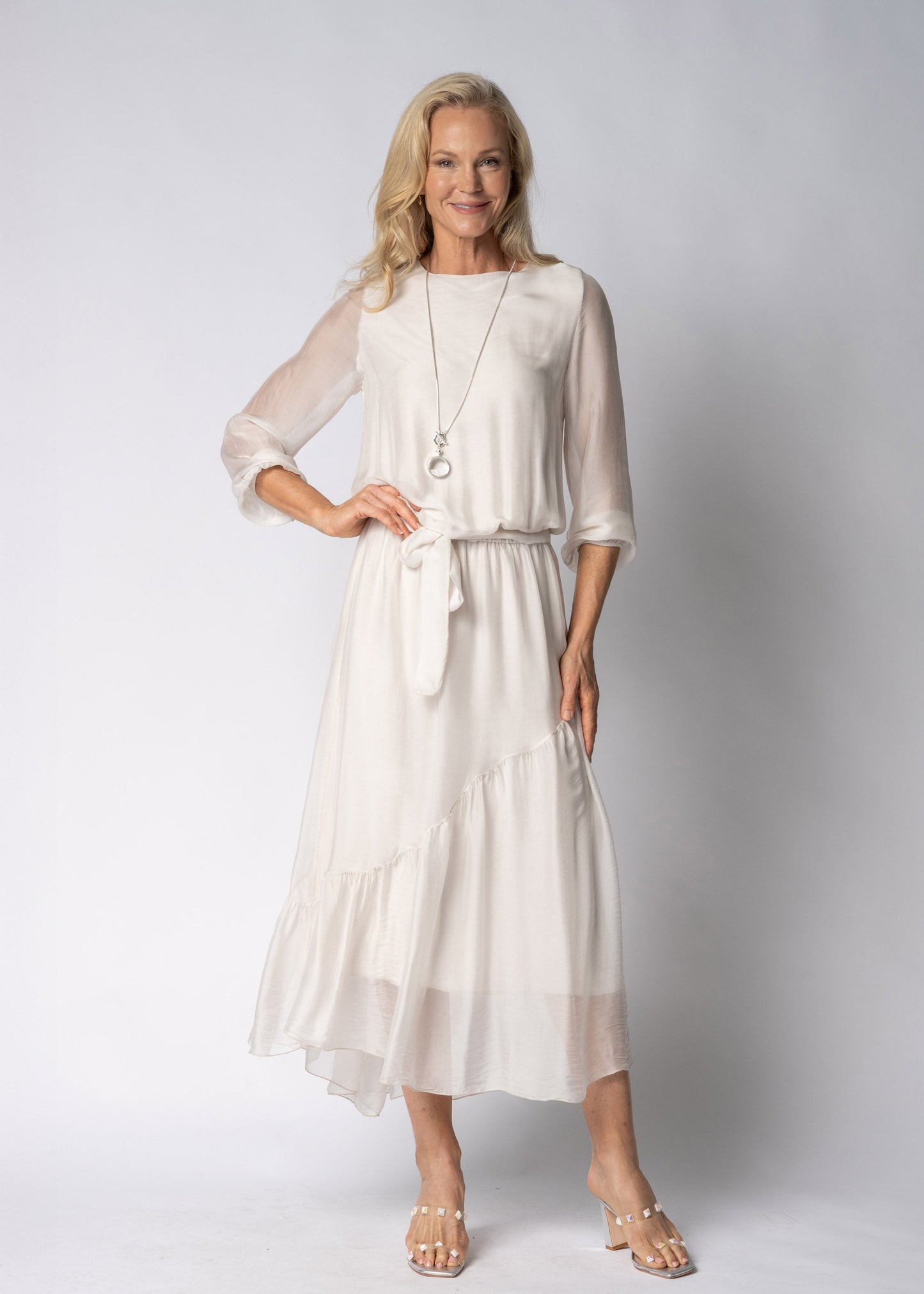 Nerissa Silk Dress in Latte