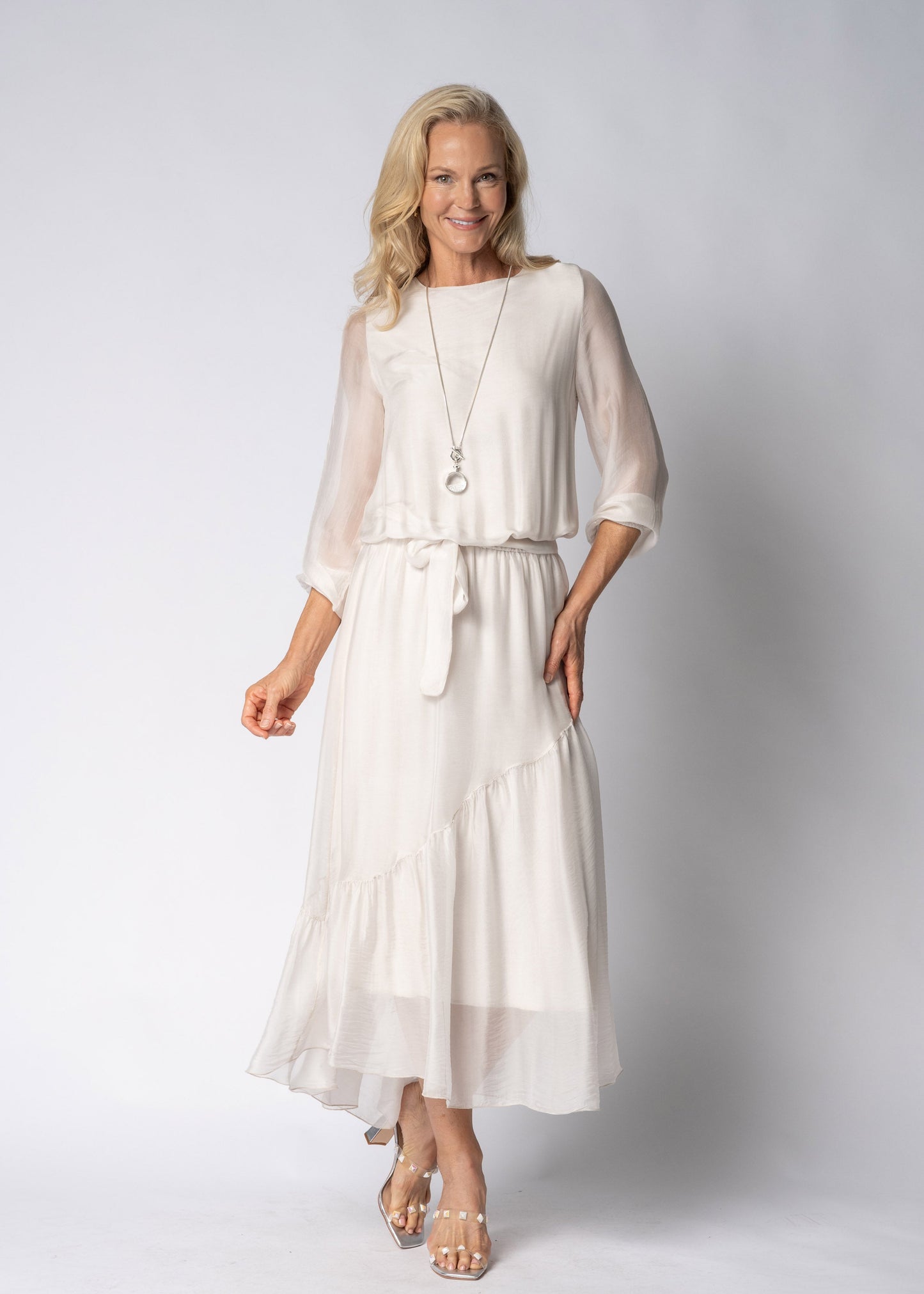 Nerissa Silk Dress in Latte