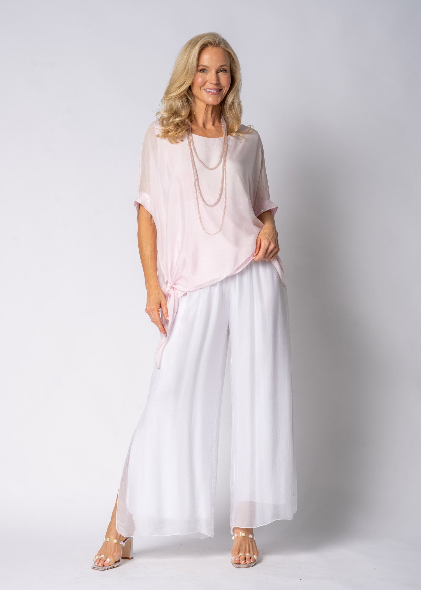 Gia Silk Pants in White