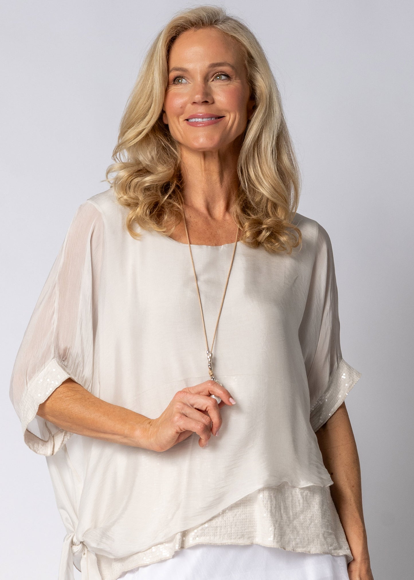 Danika Silk Top in Latte