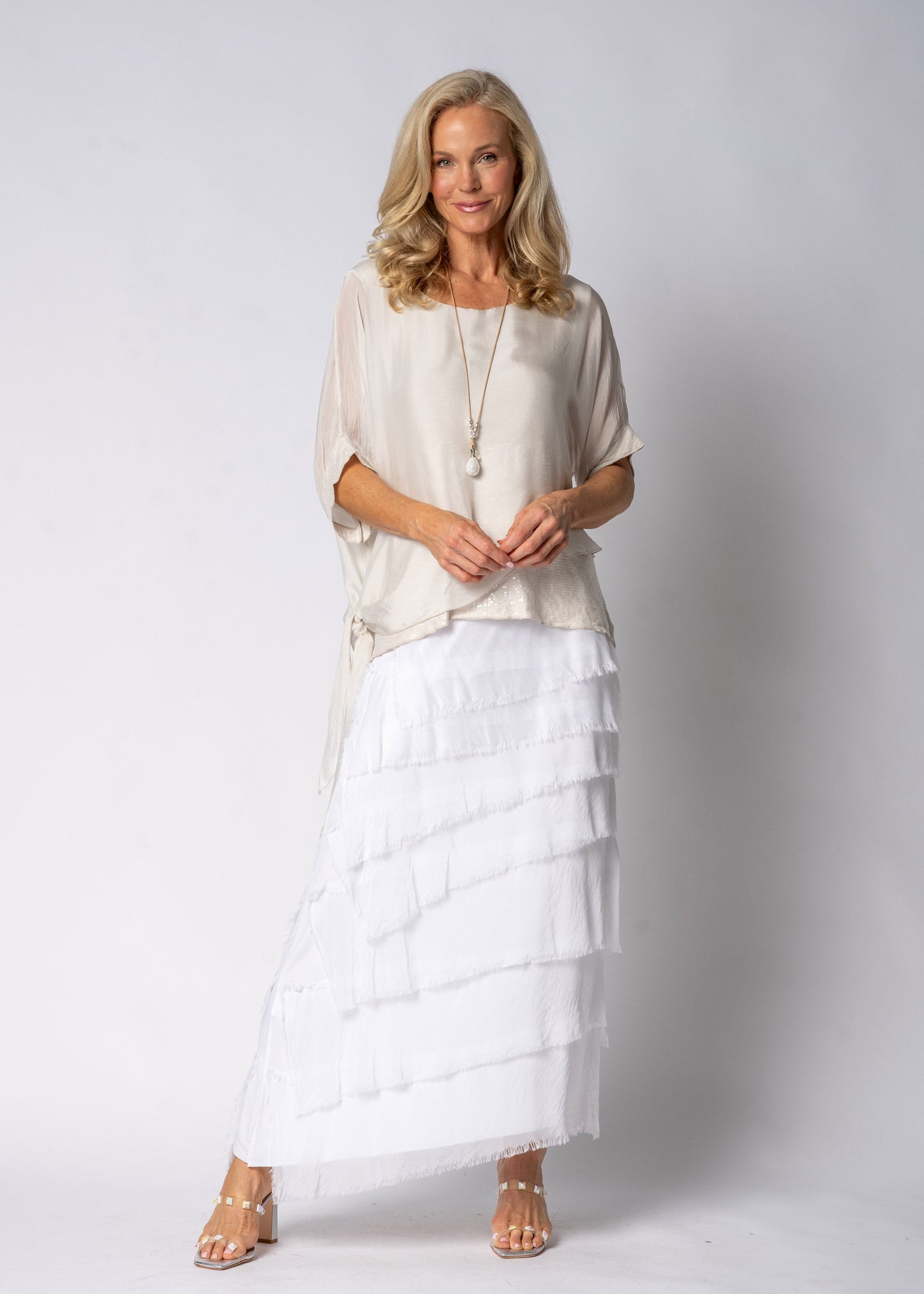 Fifi Silk Skirt in White