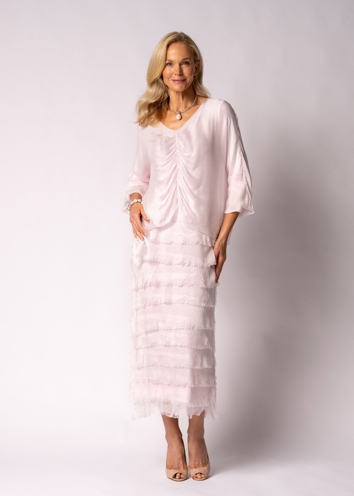 Odette Silk Dress in Modena Pink