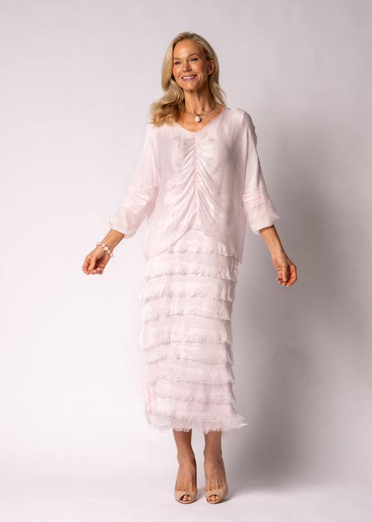 Odette Silk Dress in Modena Pink